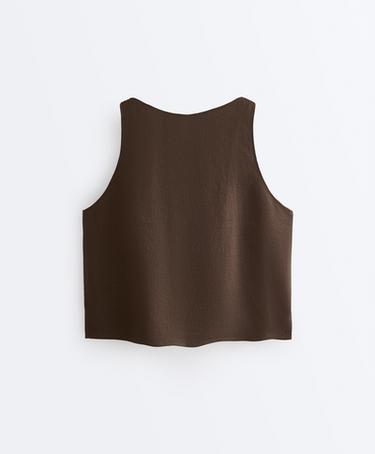 100% linen boxy top — DARK BROWN 9