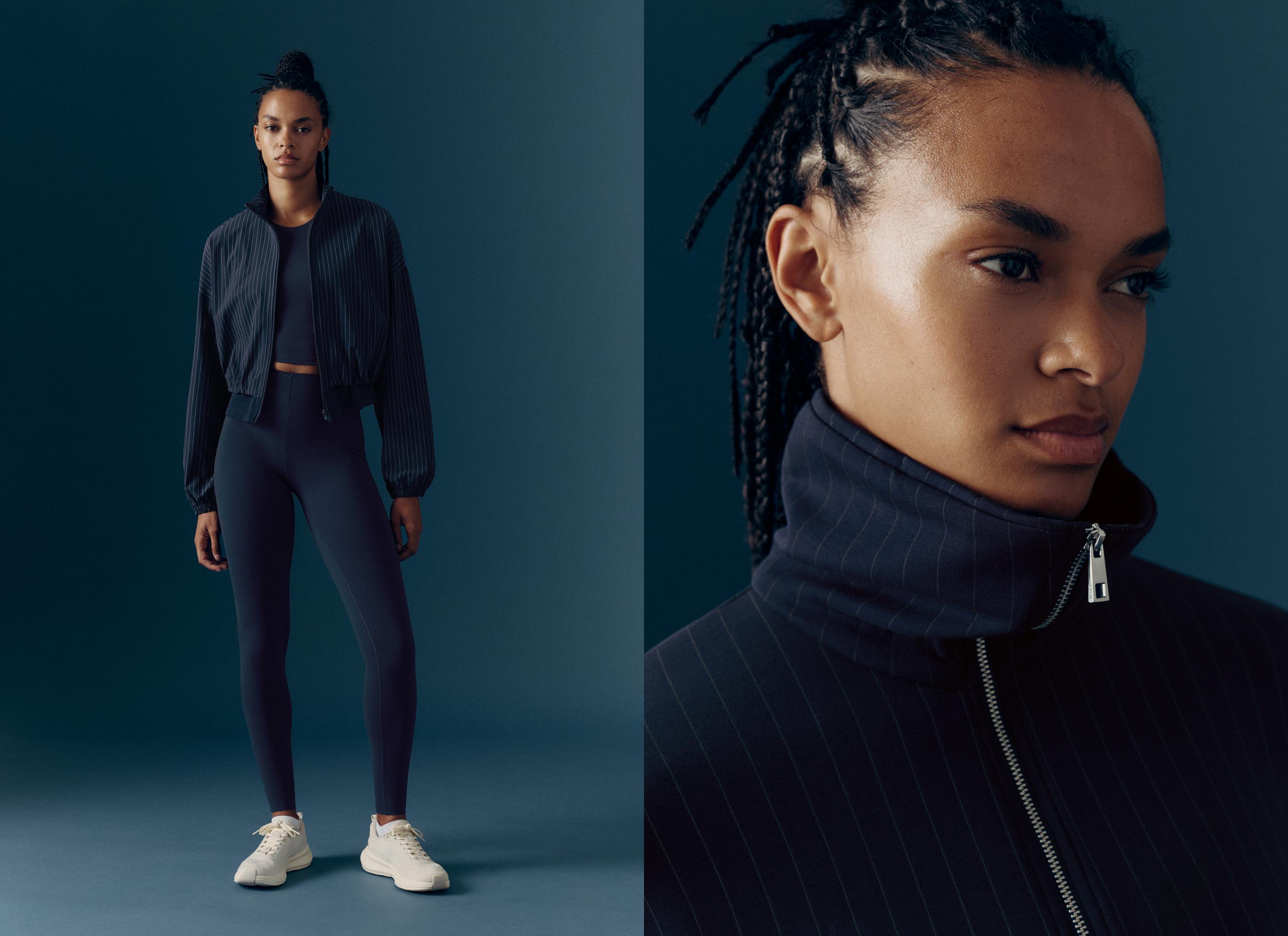 Pinstripe water-repellent technical jacket — NAVY BLUE