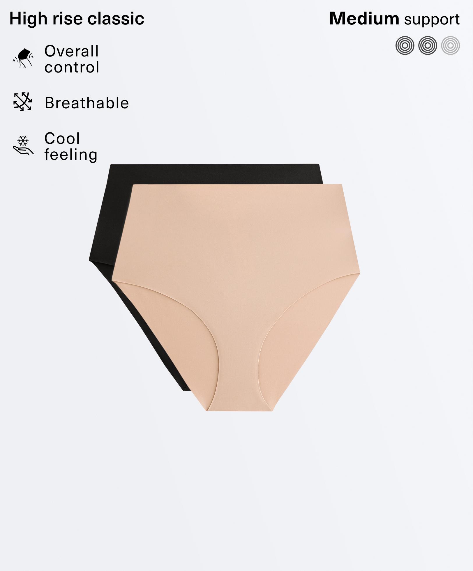 2 invisible medium-support high-rise classic briefs — BEIGE