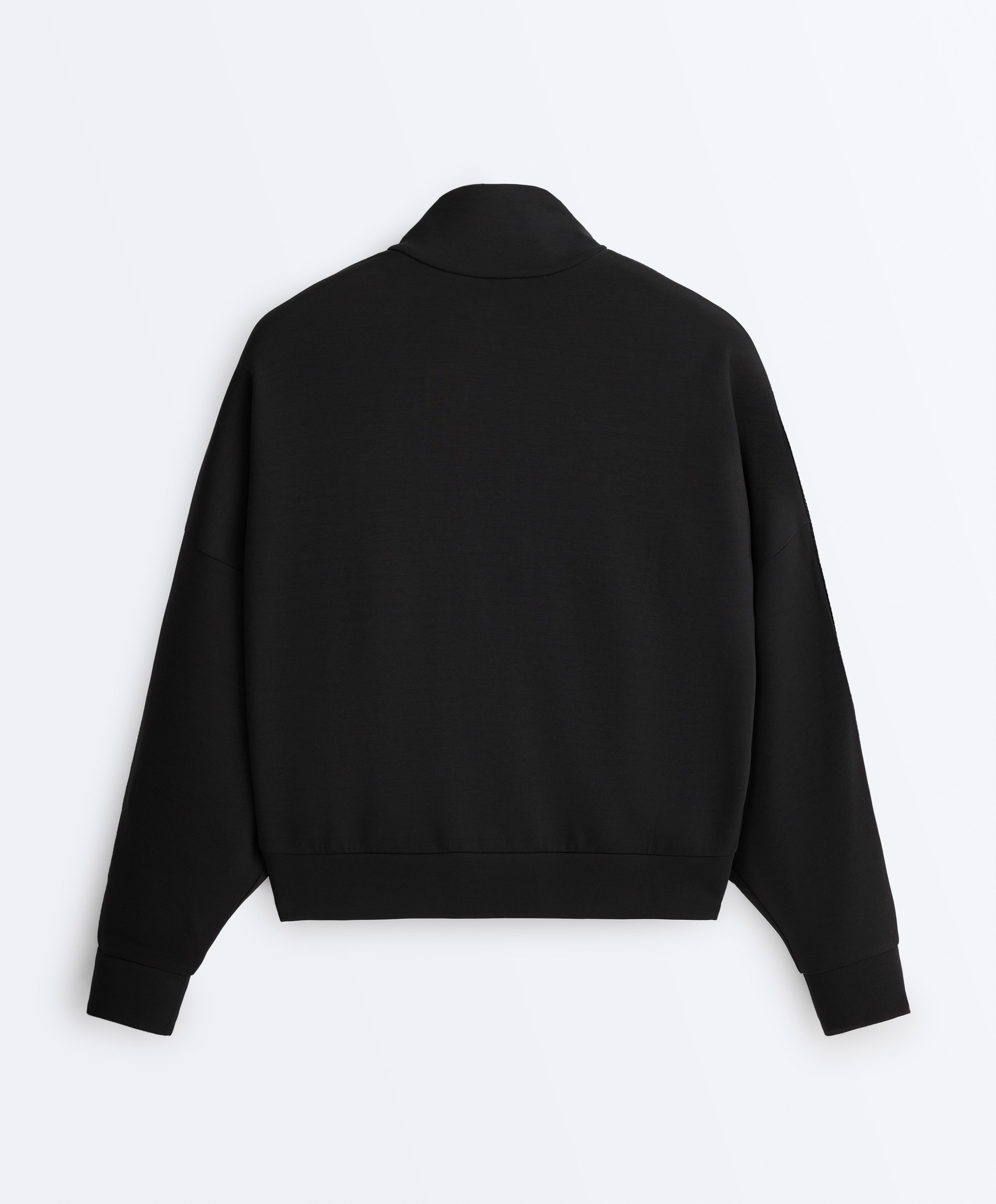 Soft-touch modal jacket with hemstitch — BLACK