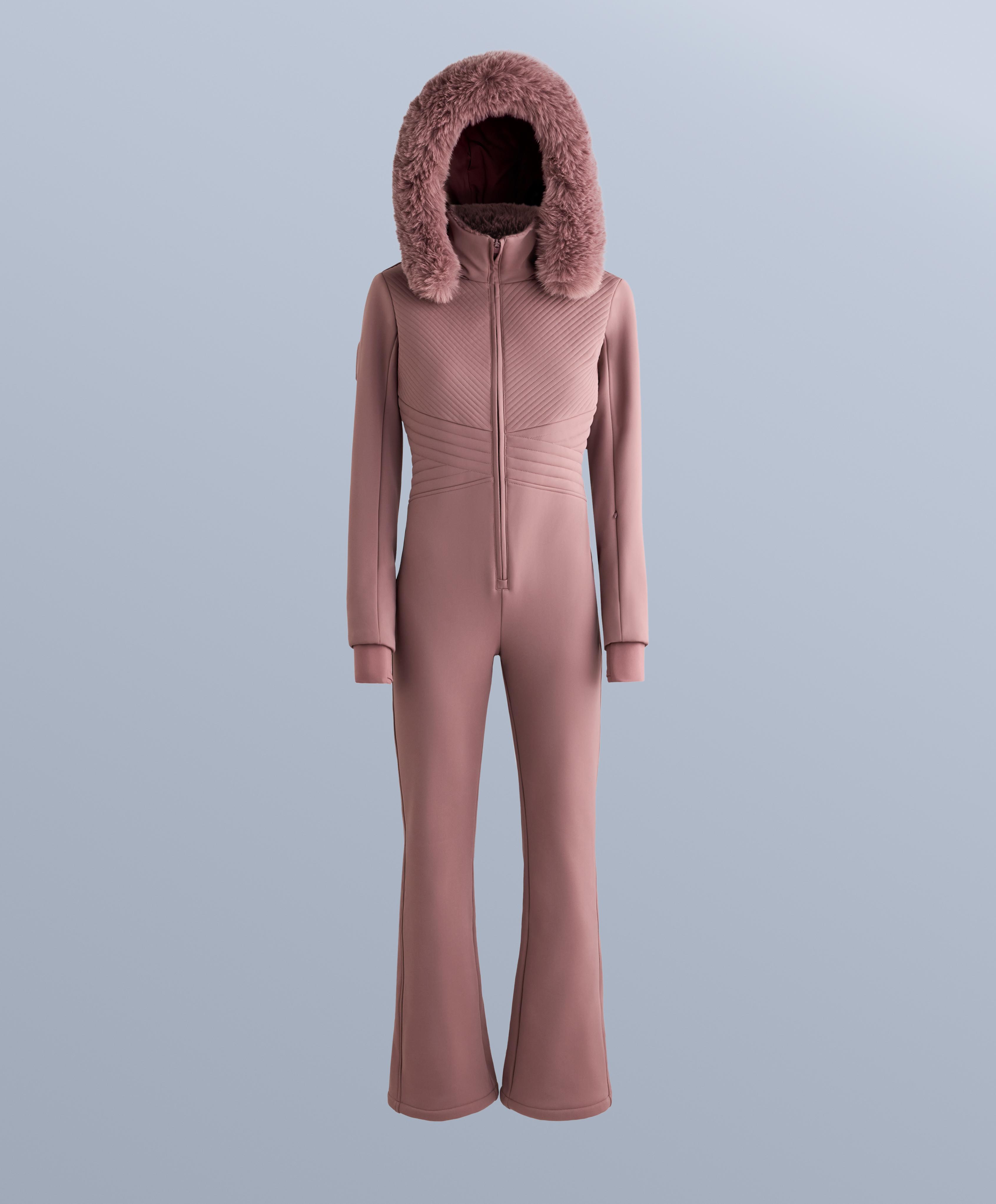 Water-resistant fitted stretch SKI jumpsuit — PINK-MAUVE