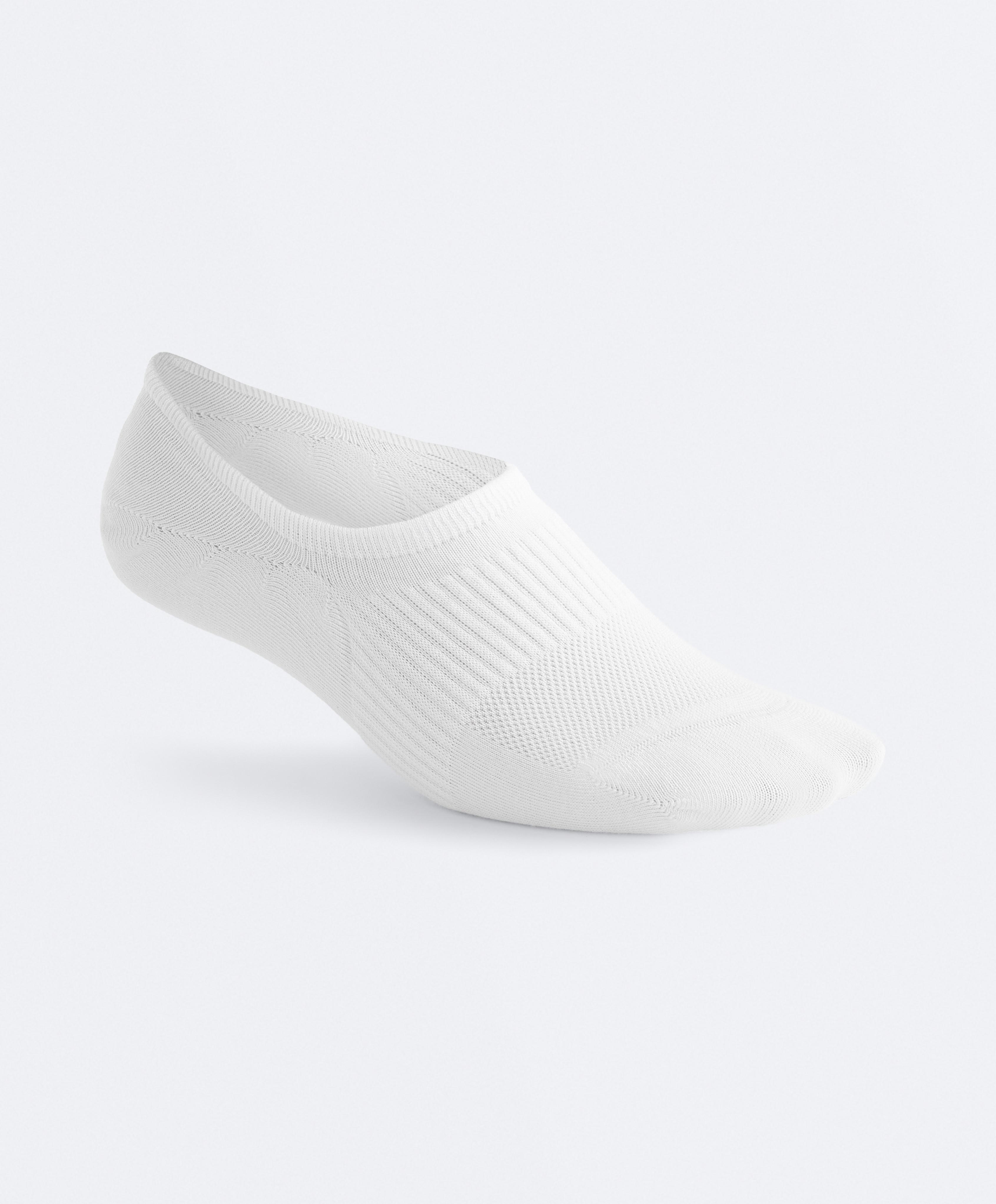 3 pairs of high-cut cotton blend invisible sports socks — WHITE