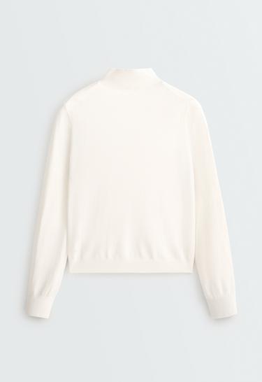 Fine knit jumper with Perkins neck — PALE ECRU 6