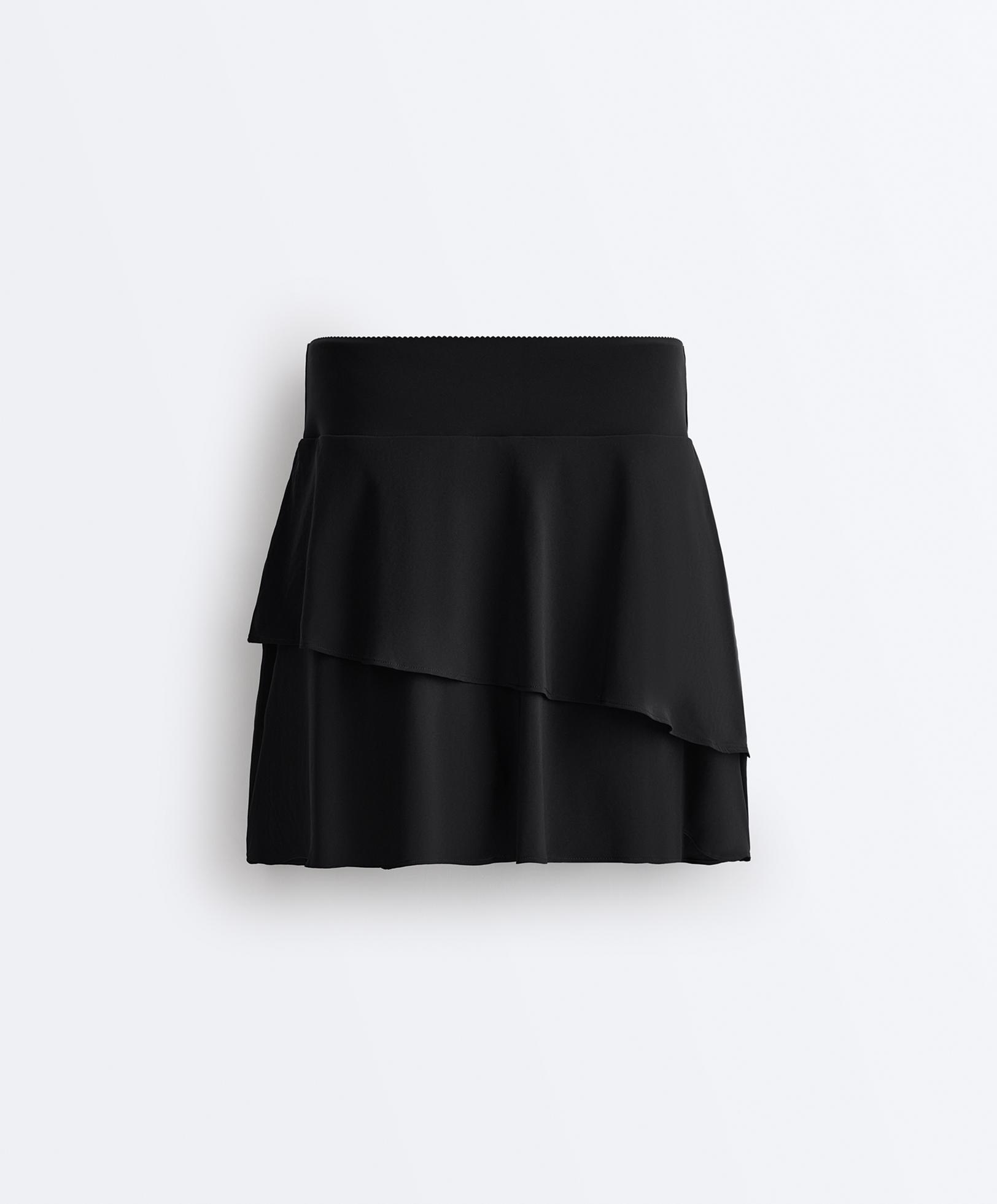 High-rise Compressive frill short skirt — BLACK