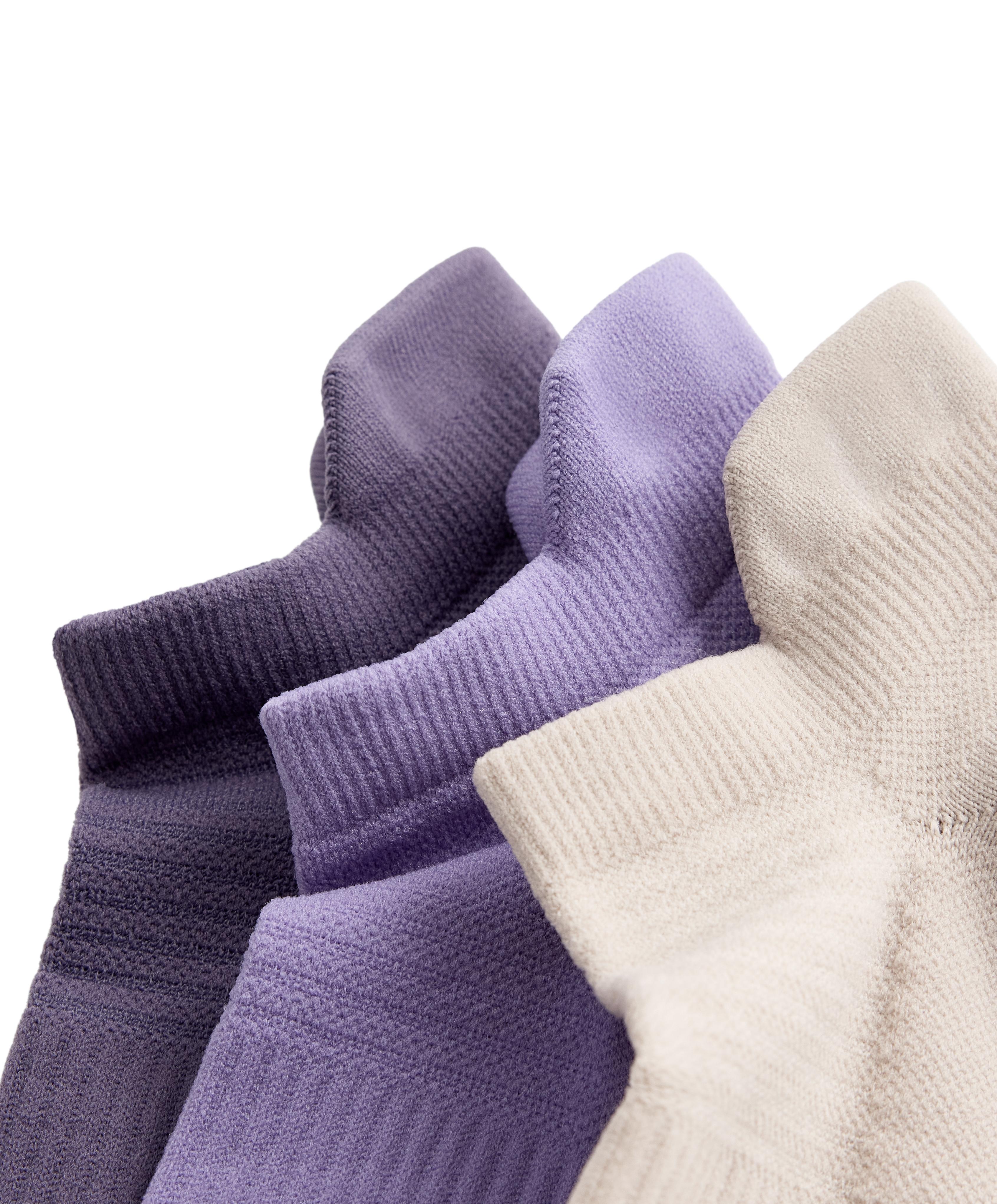 3 pairs of polyamide blend sports sneaker socks with heel tab — WASHED PURPLE