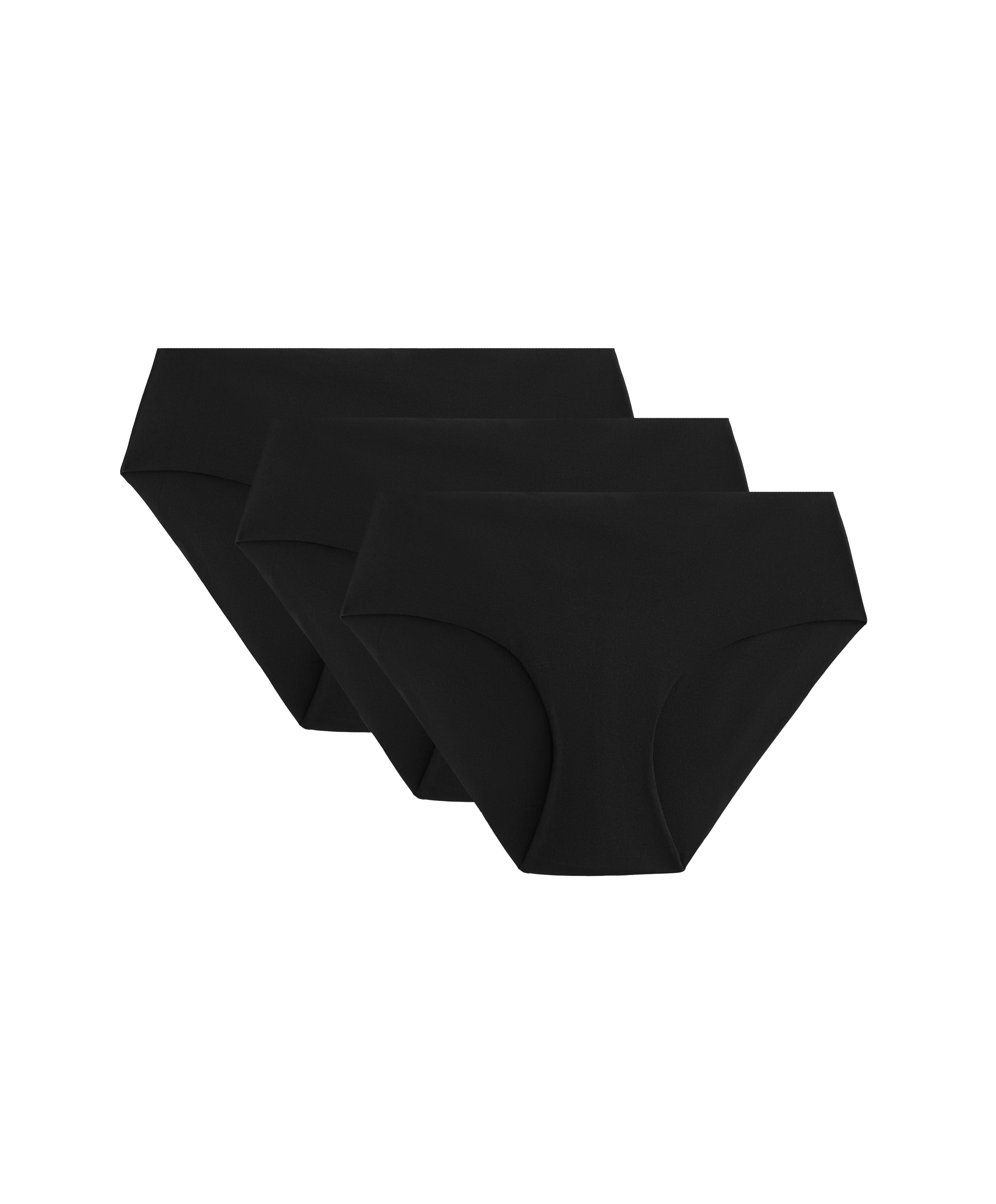 3 invisible polyamide blend classic briefs — BLACK