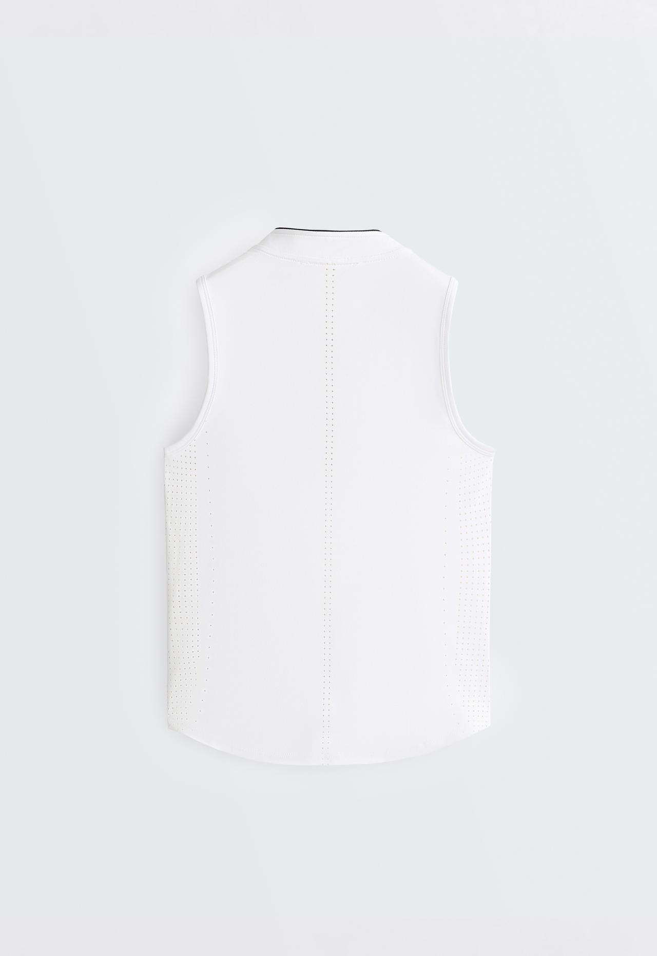 Technical sleeveless T-shirt with half zip — WHITE 