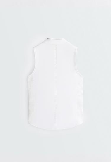 Technical sleeveless T-shirt with half zip — WHITE  7