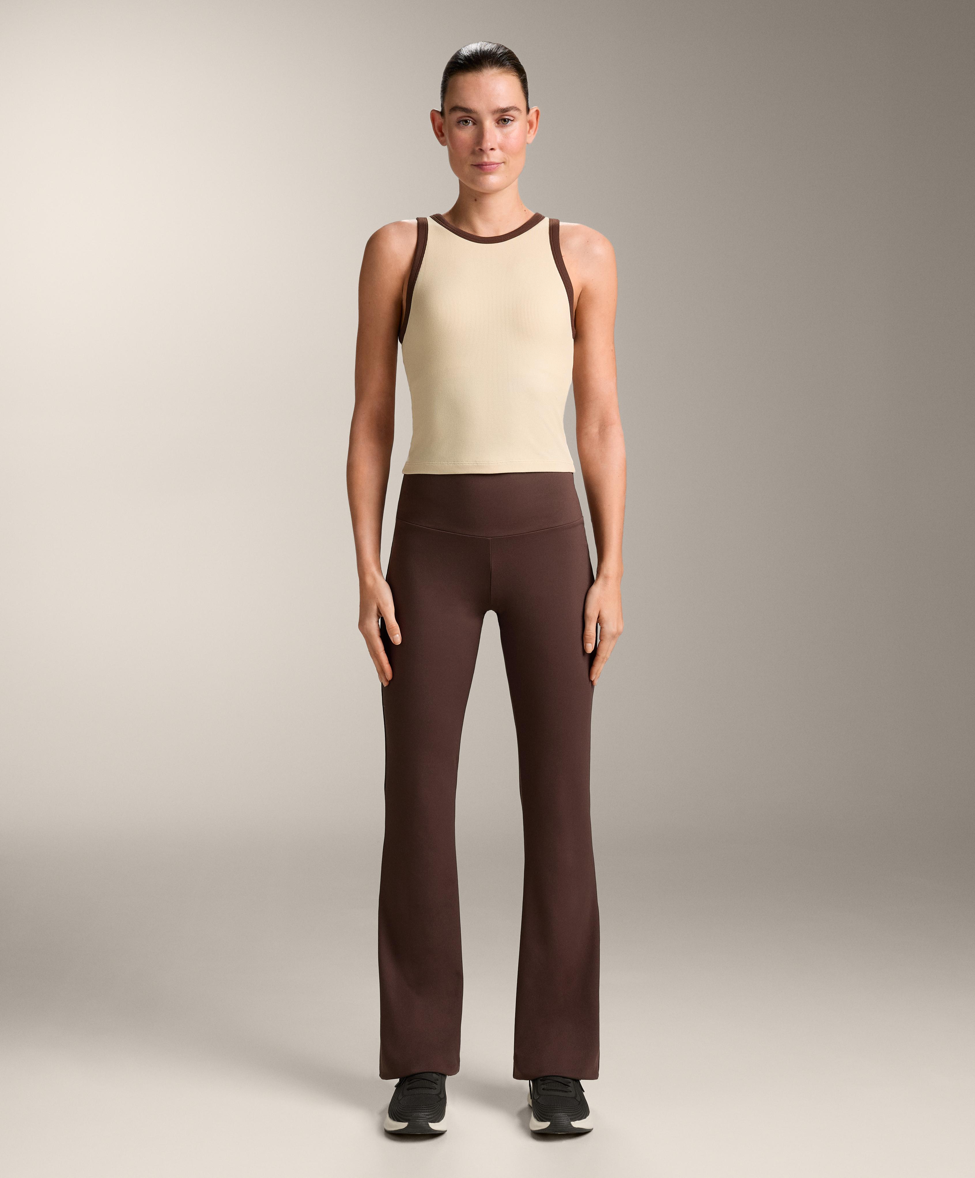 Rib modal blend long tank top — VANILLA
