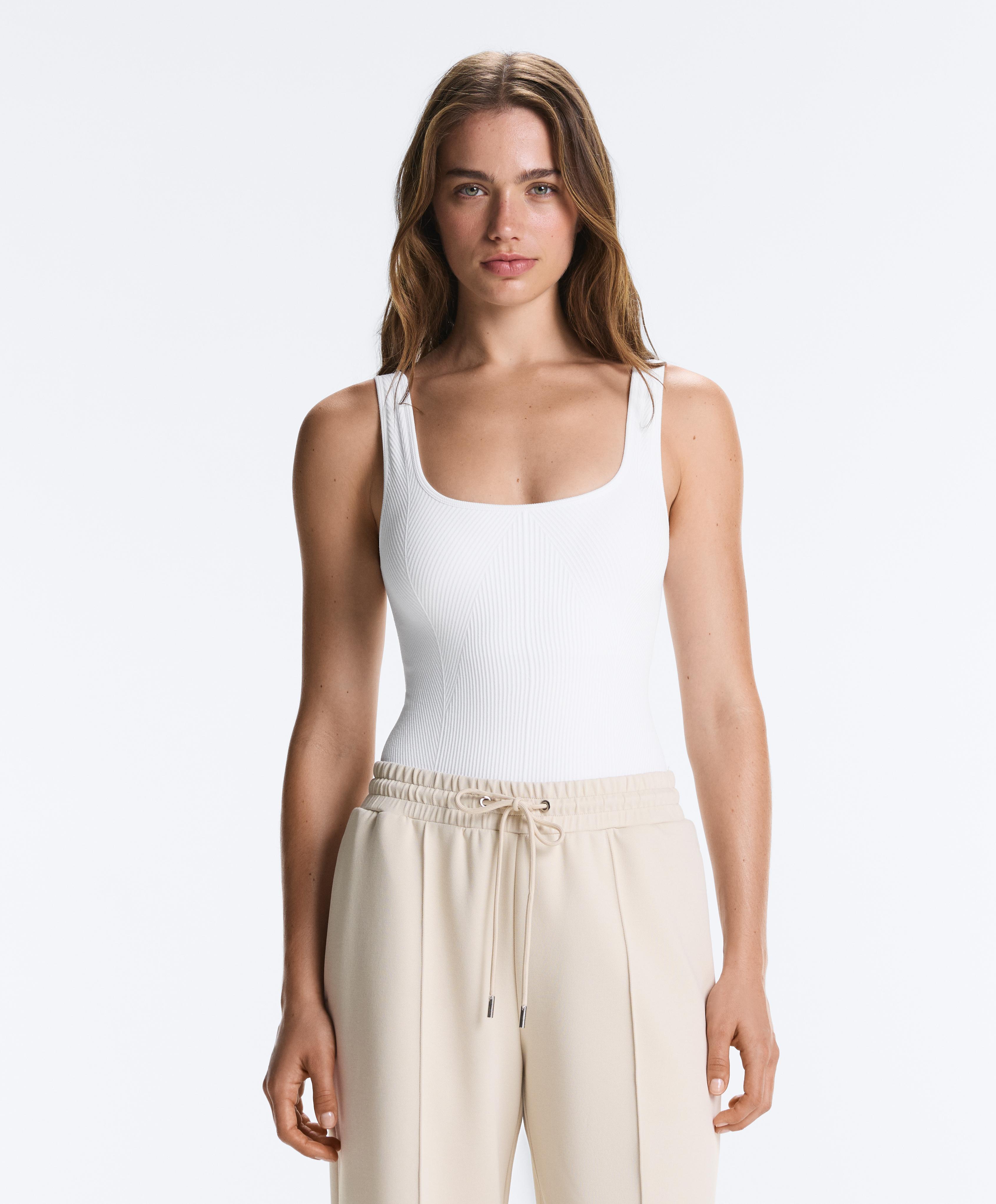 Seamless square neck bodysuit — WHITE 