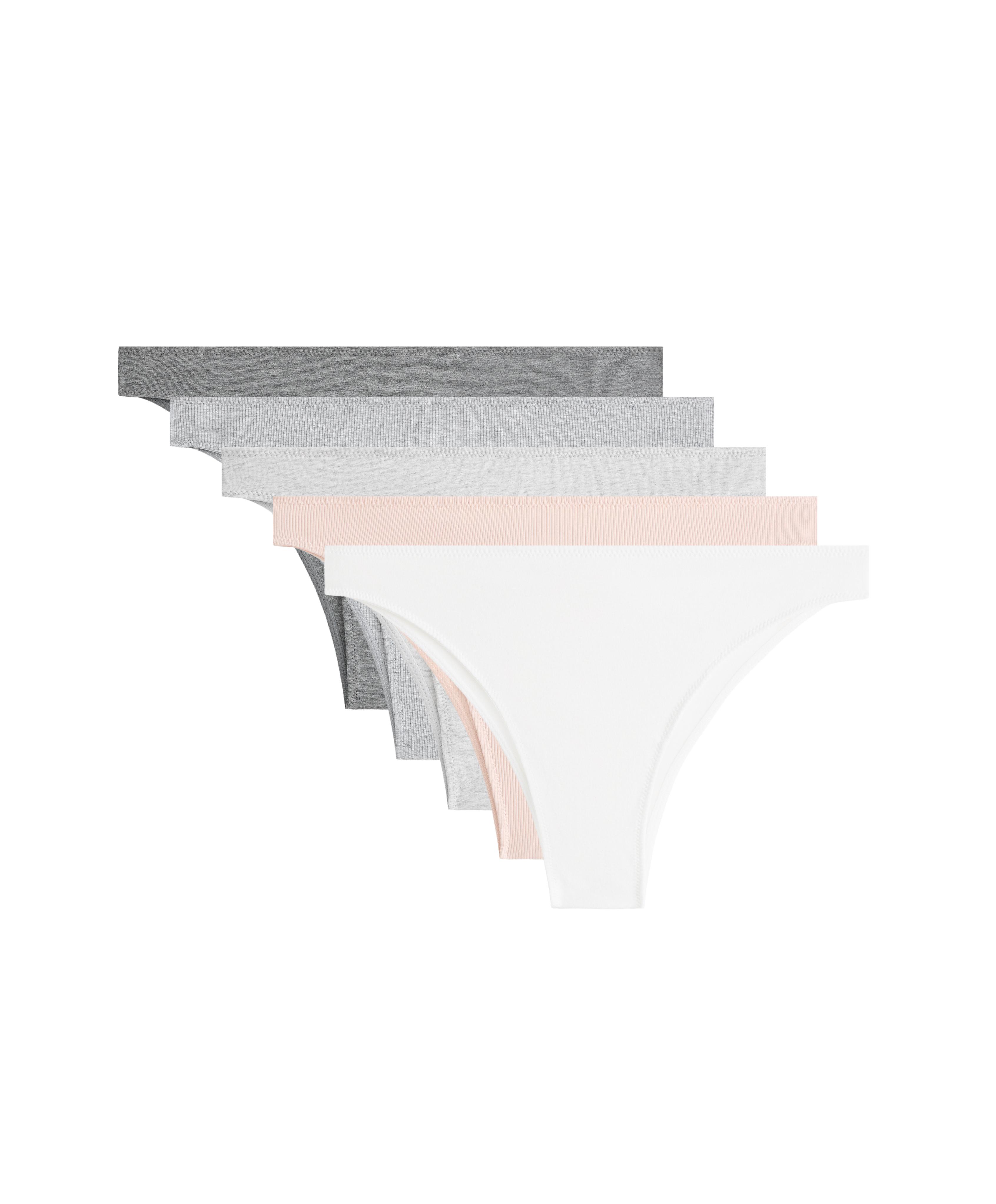 5 rib cotton blend Brazilian briefs — GREY MELANGE