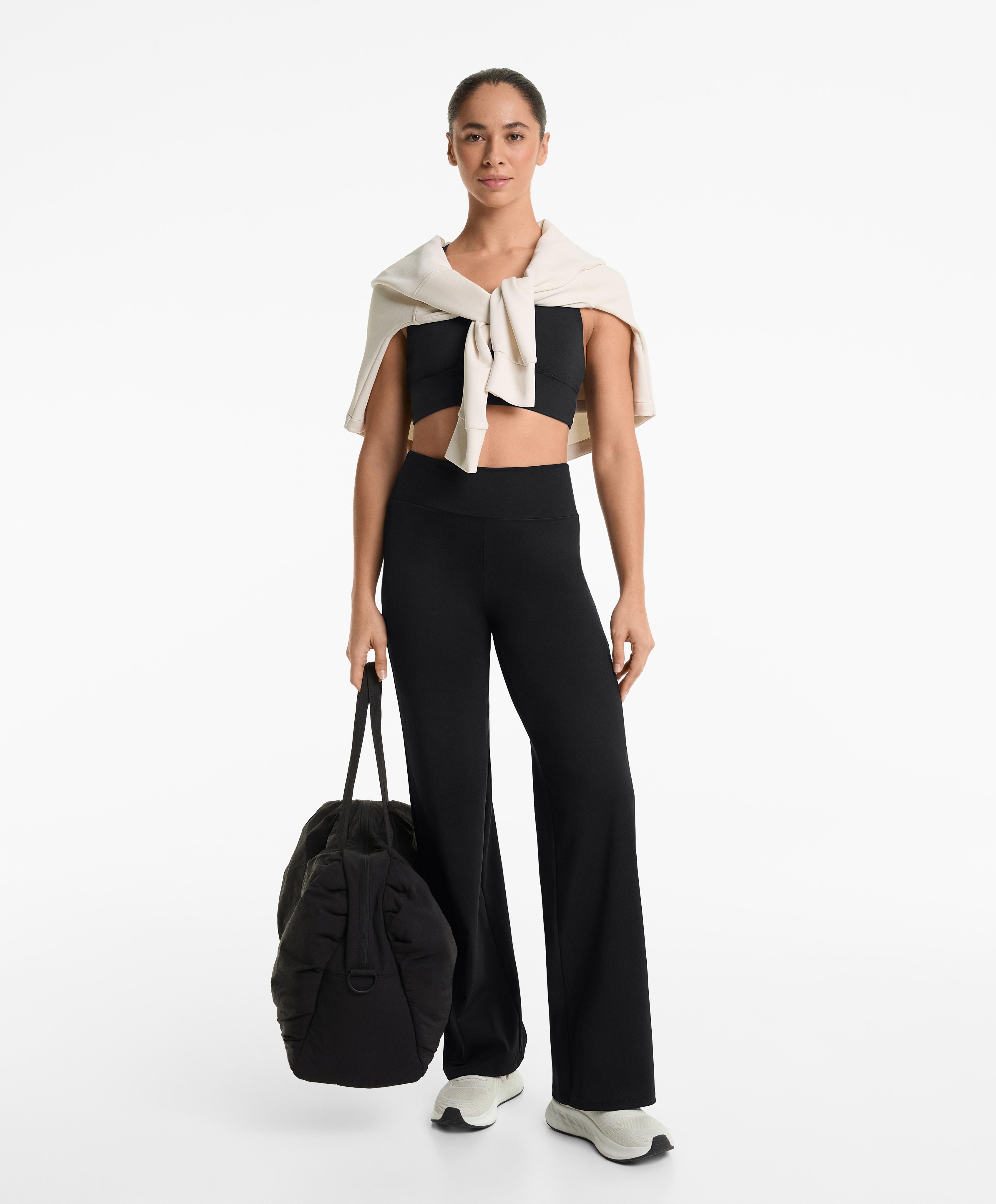 High-rise Comfortlux straight-leg trousers — BLACK
