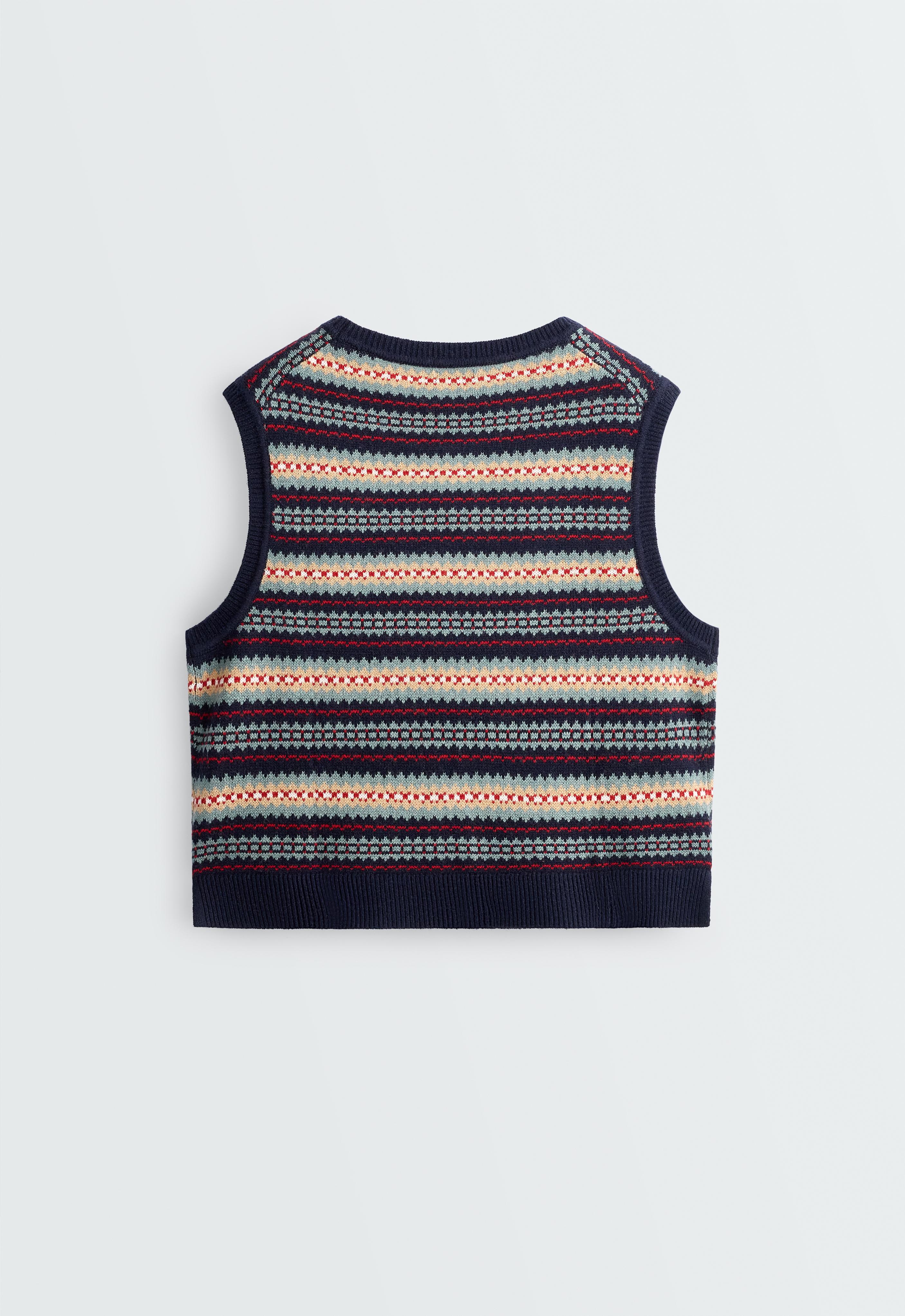 Wool blend jacquard knit vest — INK BLUE
