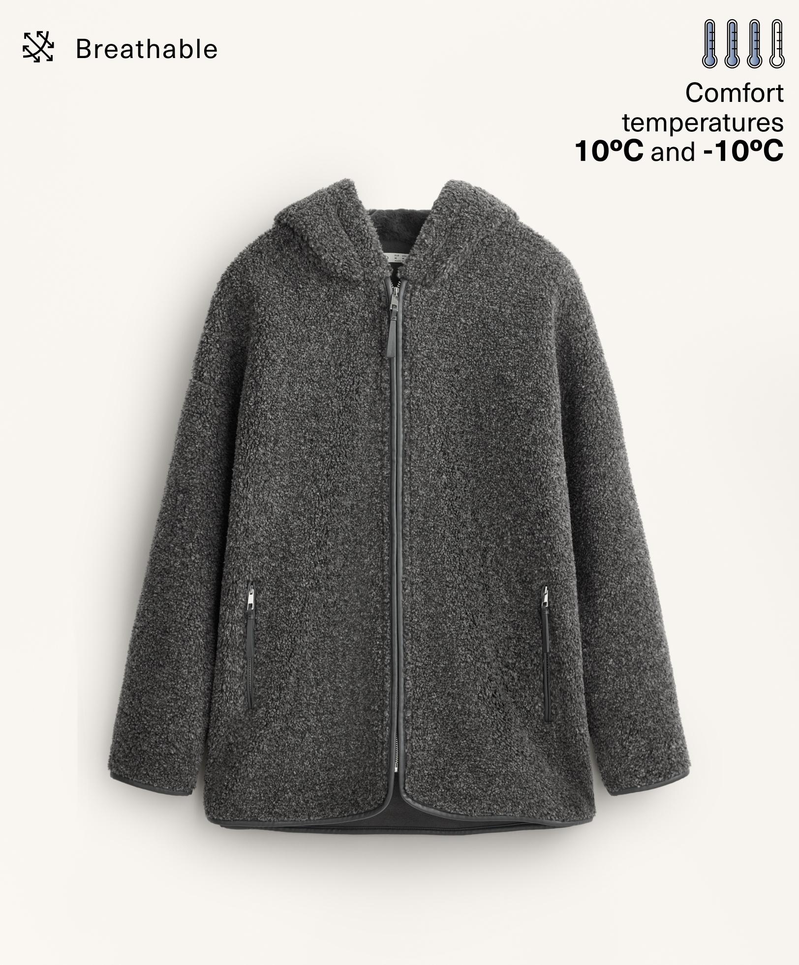 Oversize faux-shearling jacket with faux-fur lined hood Oversize faux-shearling jacket with faux-fur lined hood