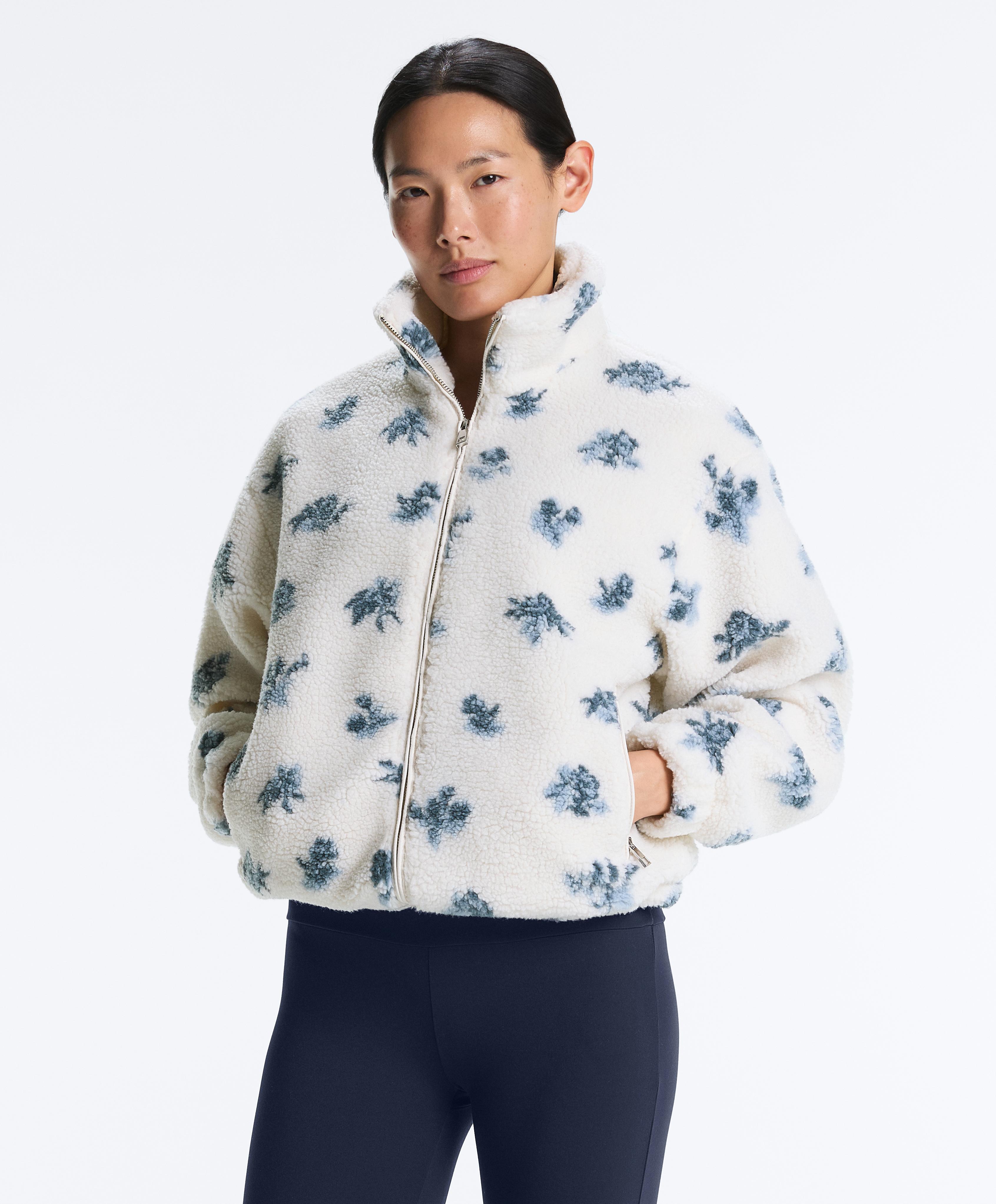 Floral faux-shearling jacket — DUSTY-BLUE