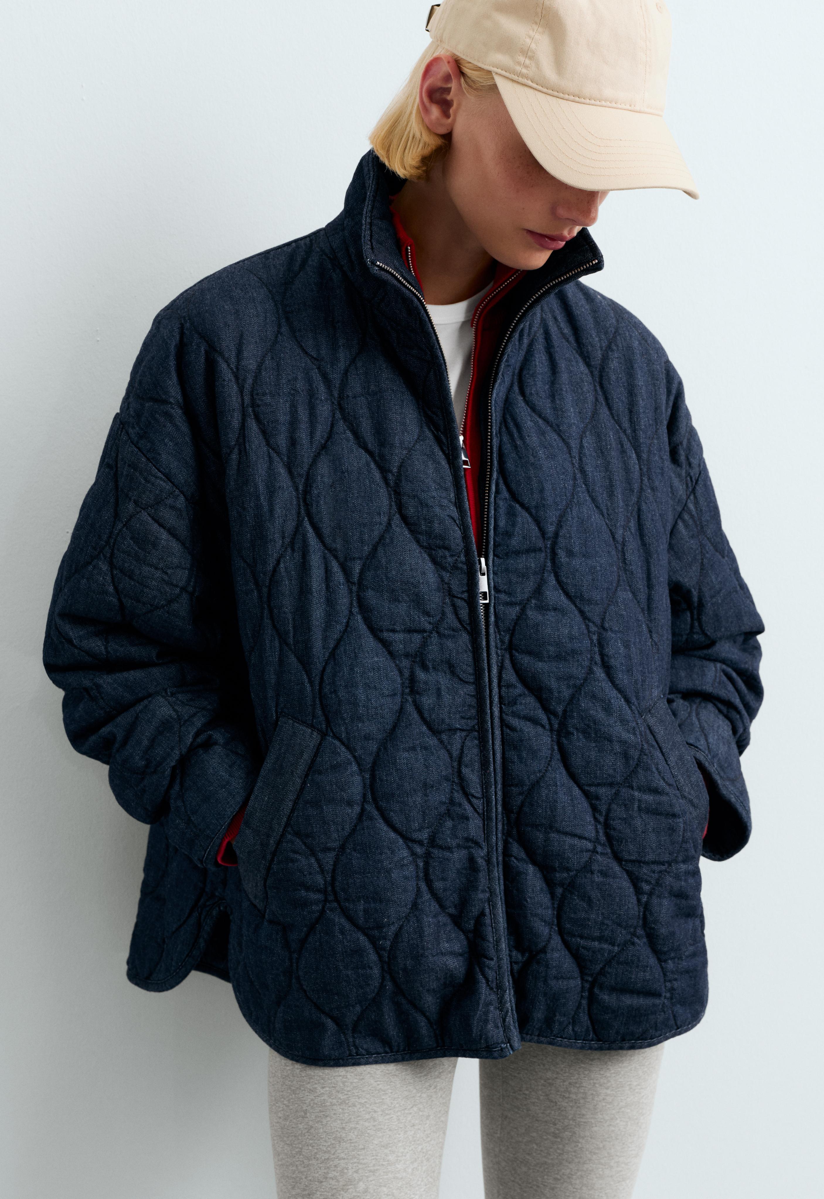 FELLEX® AEROGEL denim-effect boxy padded jacket — MID DENIM