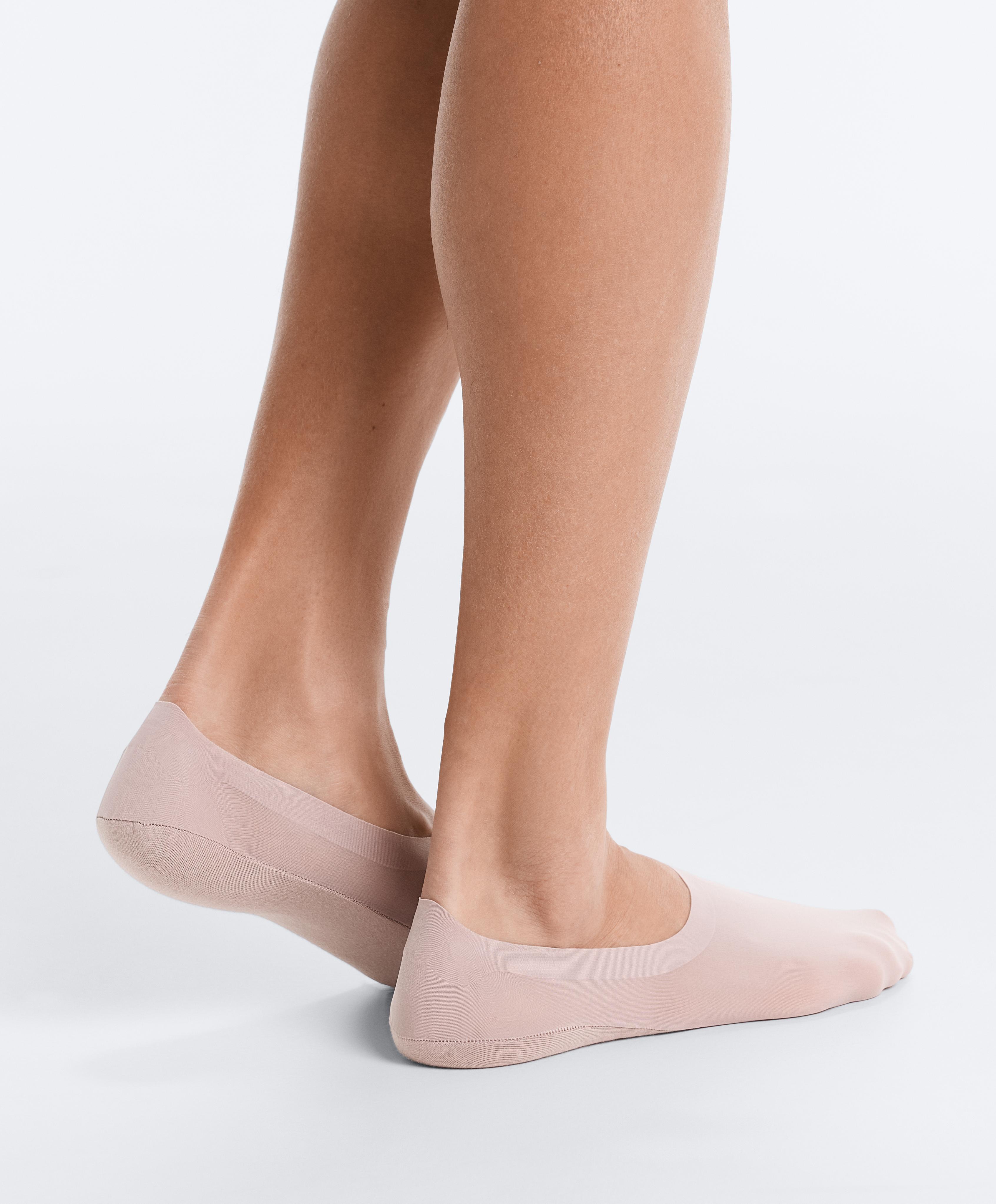 2 pairs of high-cut invisible microfibre socks — PALE PINK