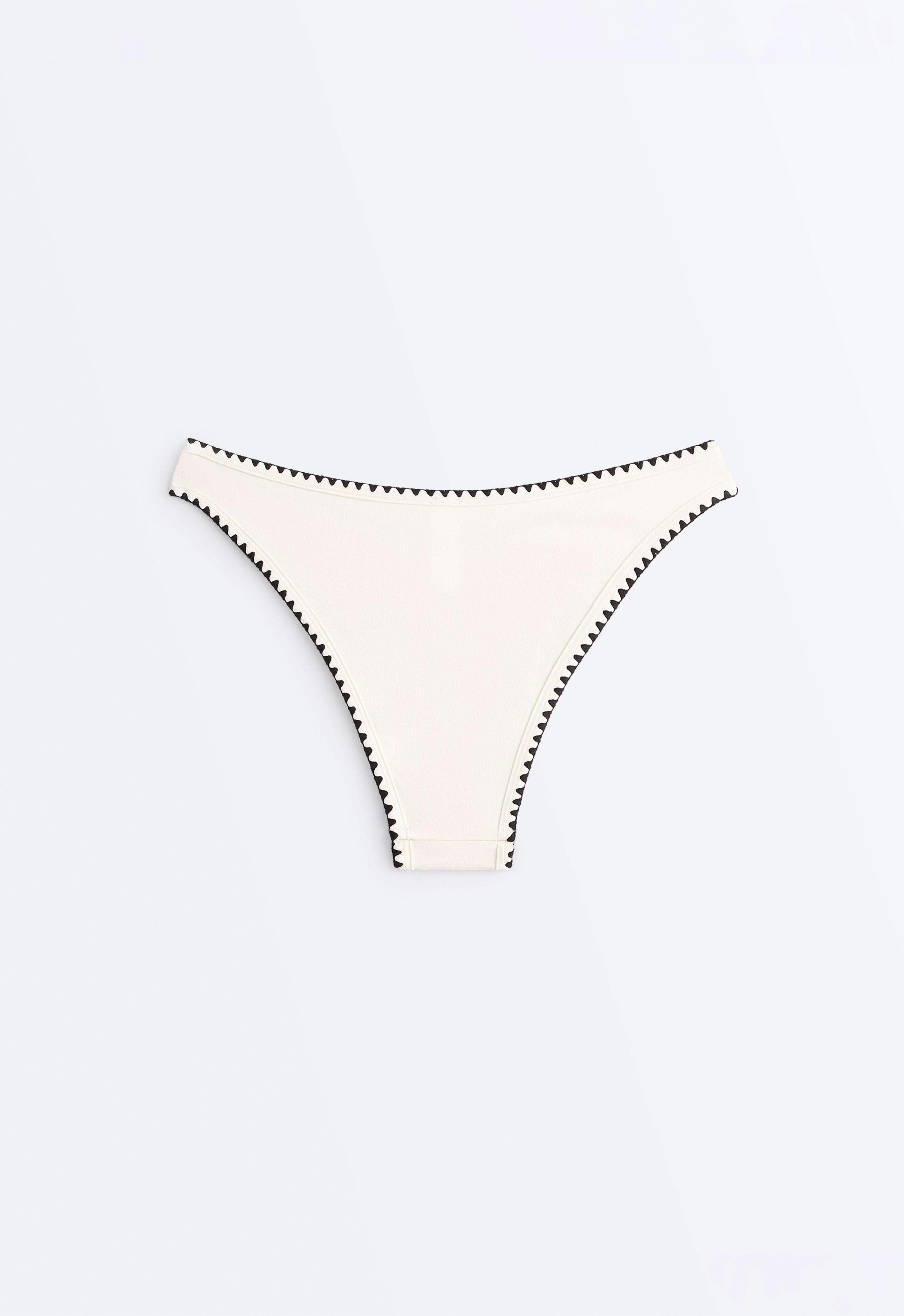 Contrast stitch U-cut medium-coverage bikini briefs — PALE ECRU