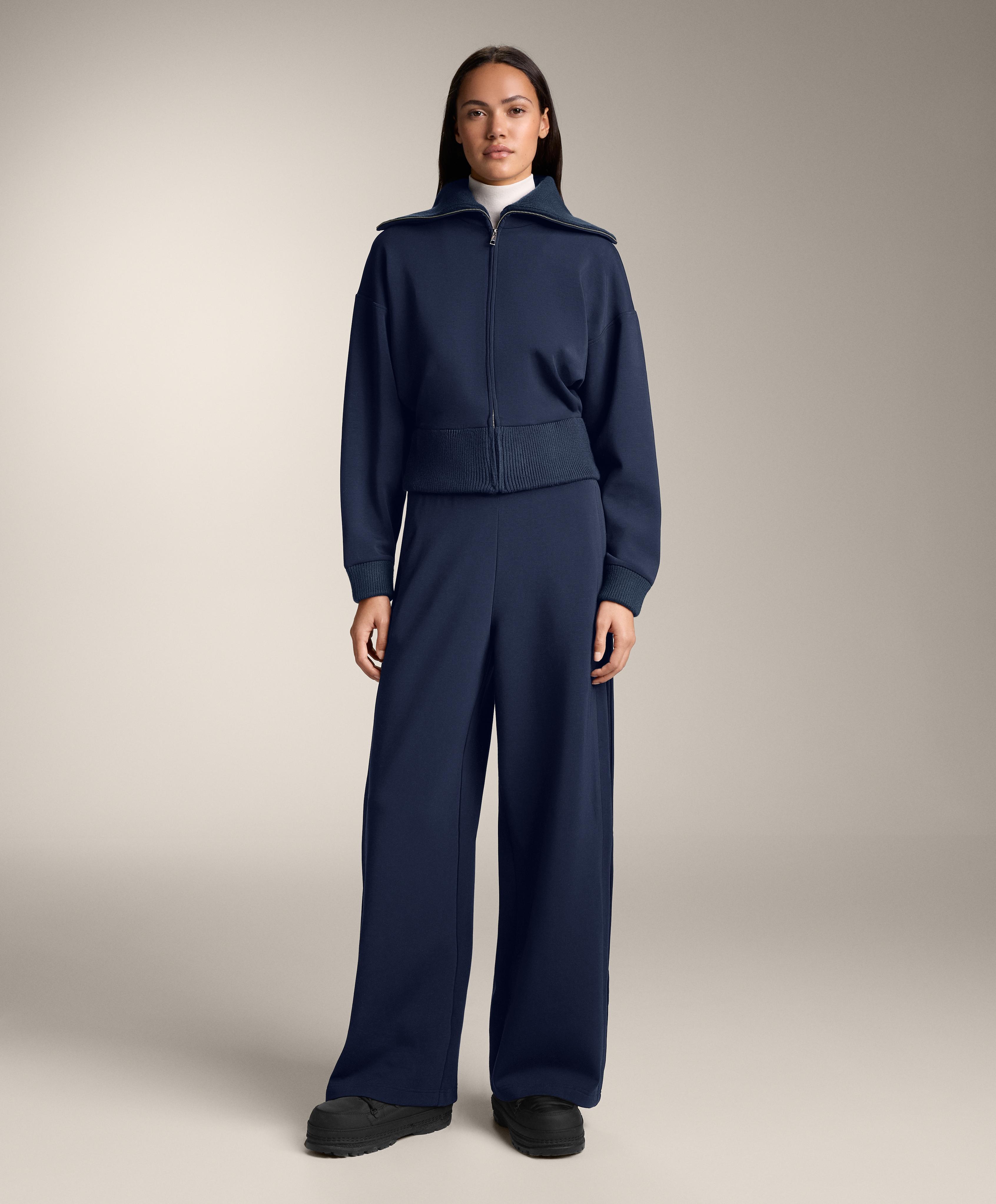 Cocoon trousers with side pleat and brushed modal — NAVY BLUE