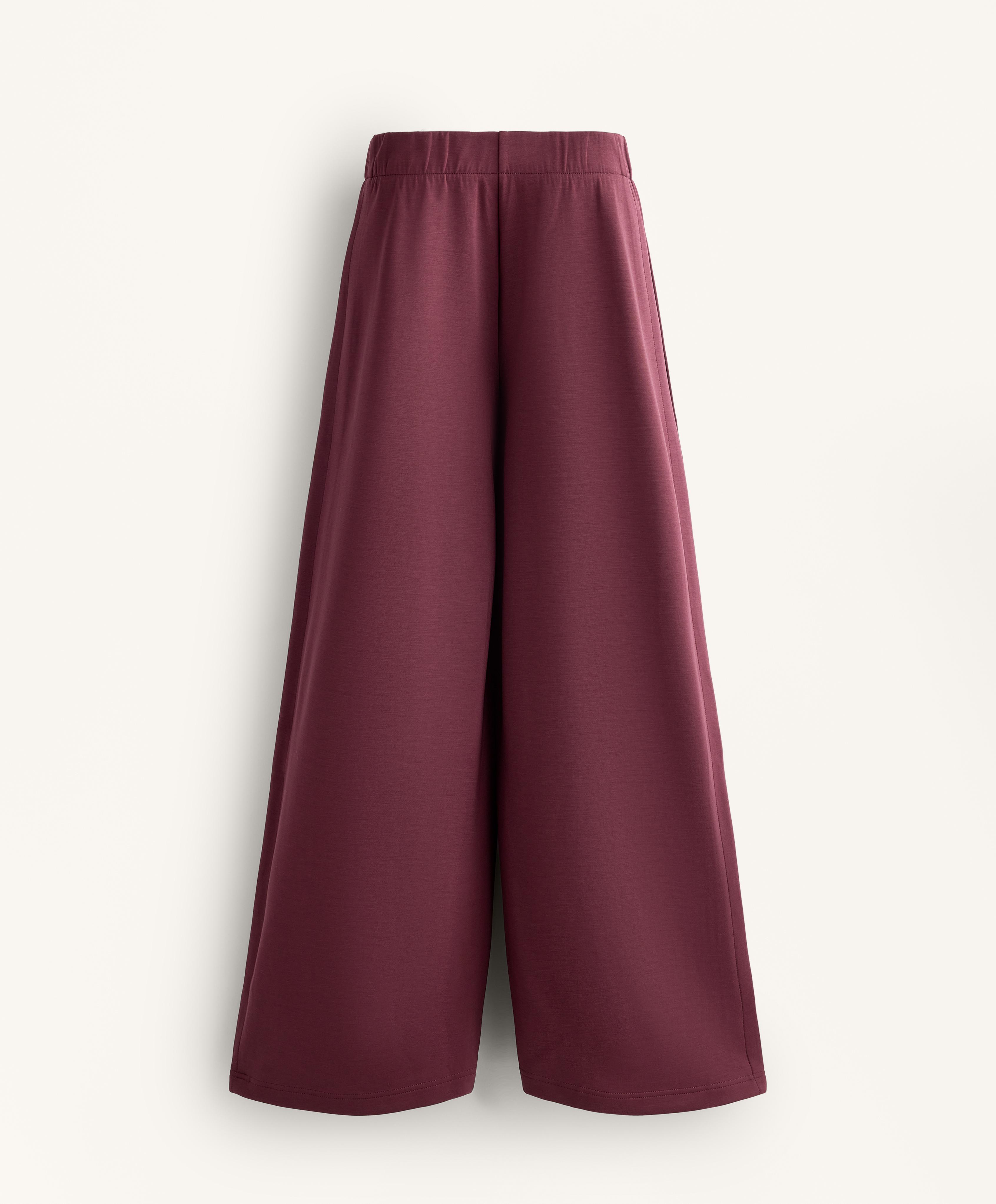 Cocoon trousers with side pleat and brushed modal — MAROON