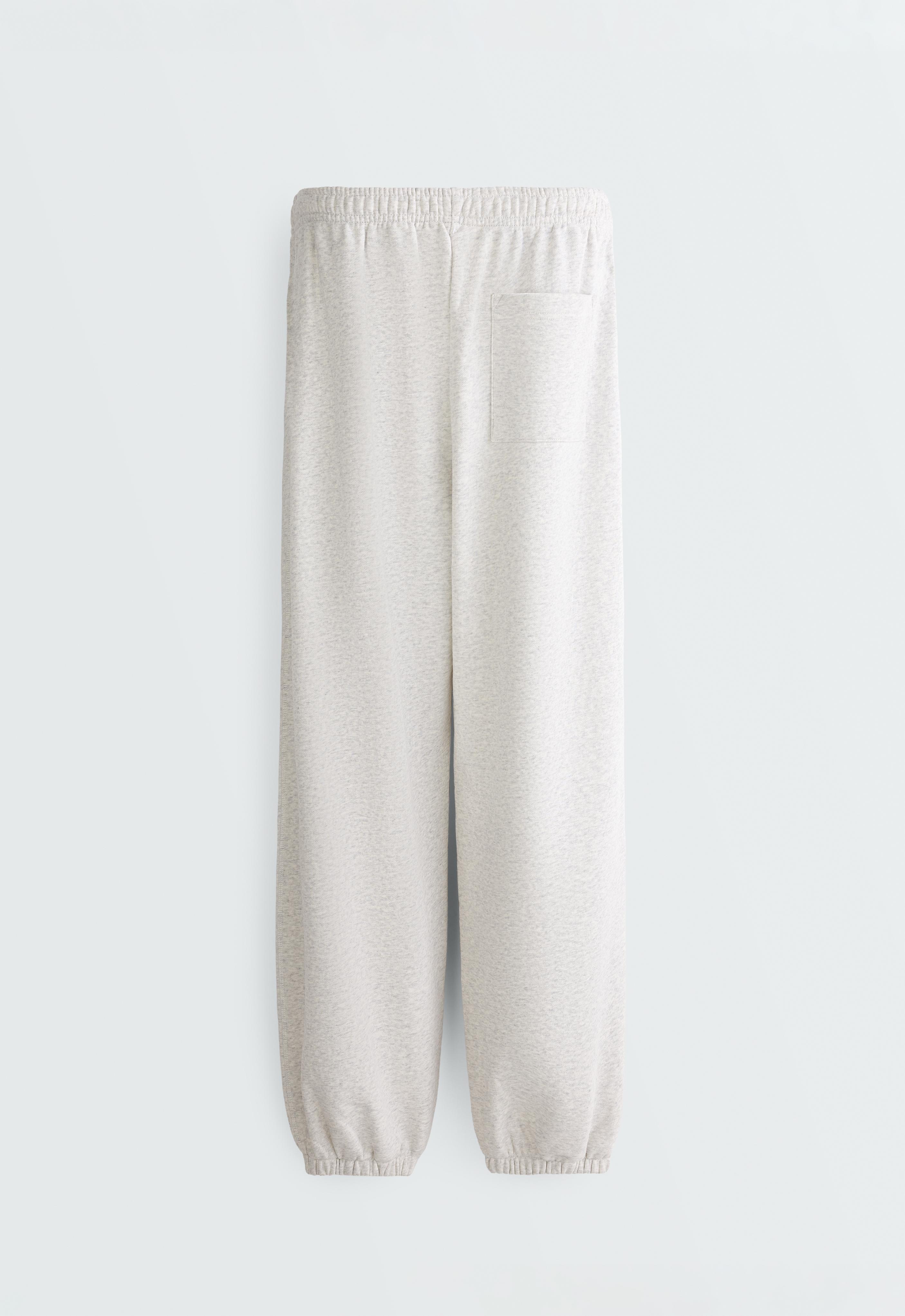 Cotton blend fleece joggers — PALE GREY MELANGE