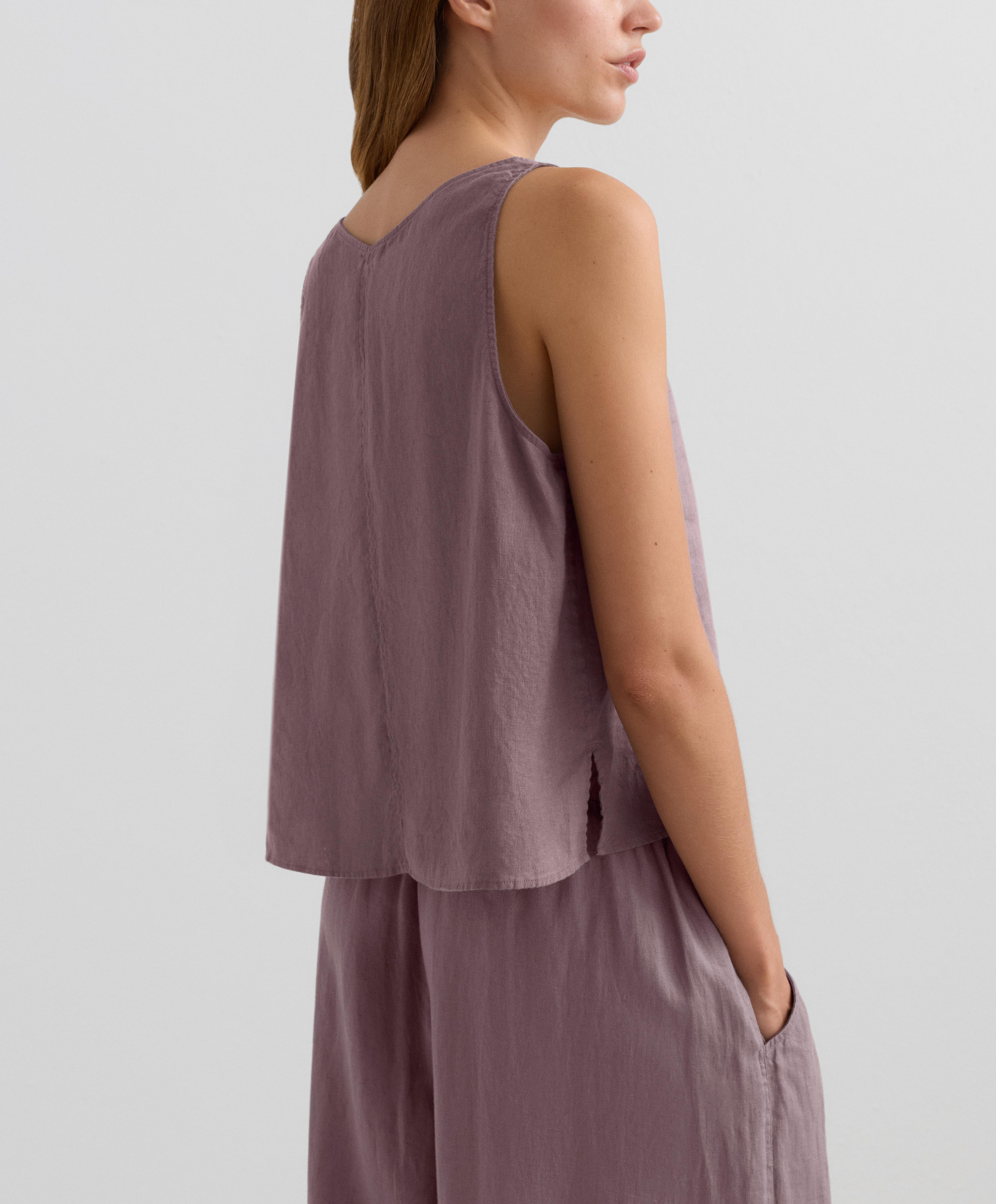 100% linen V-neck strap top