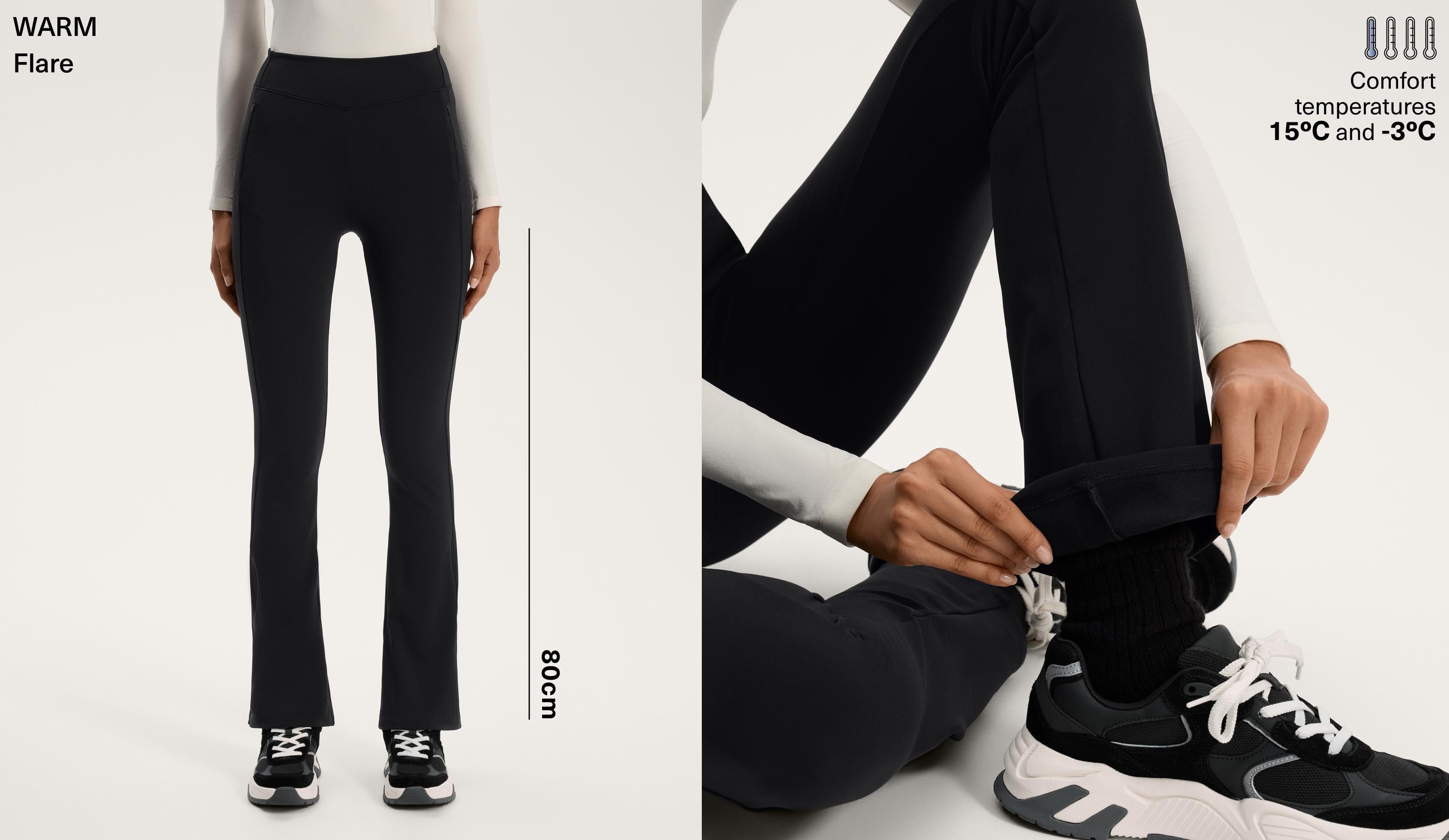 High rise warm flare trousers with pockets