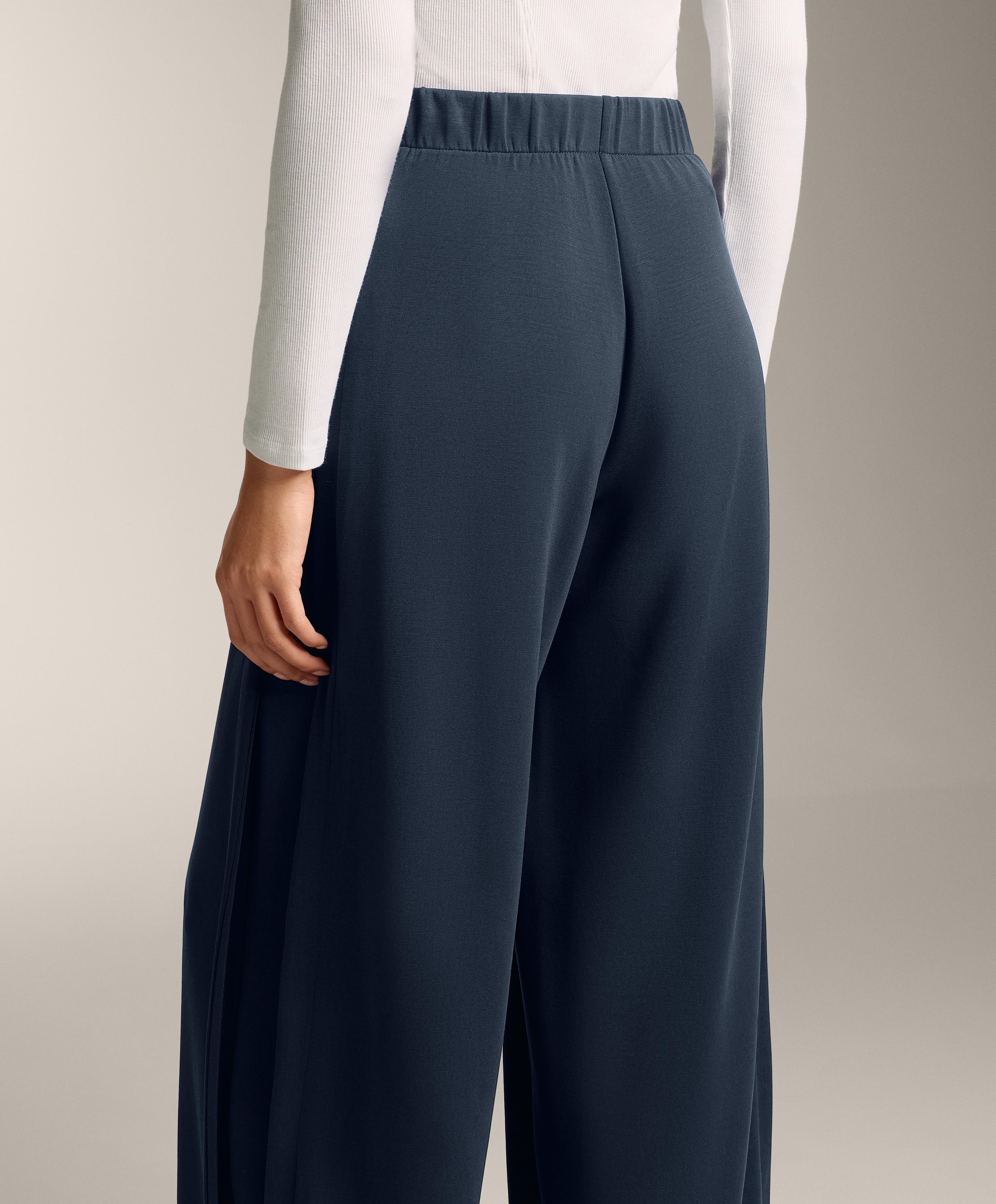 Cocoon trousers with modal side pleat — NAVY BLUE