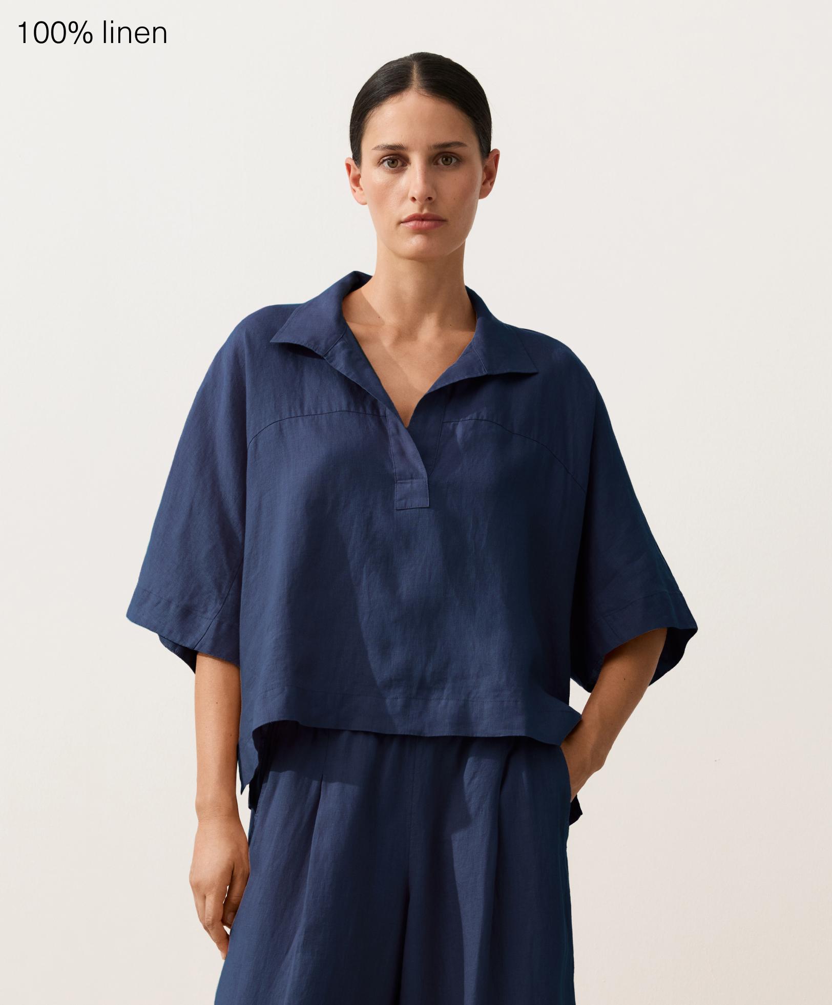 Oversize short-sleeved 100% linen shirt Oversize short-sleeved 100% linen shirt