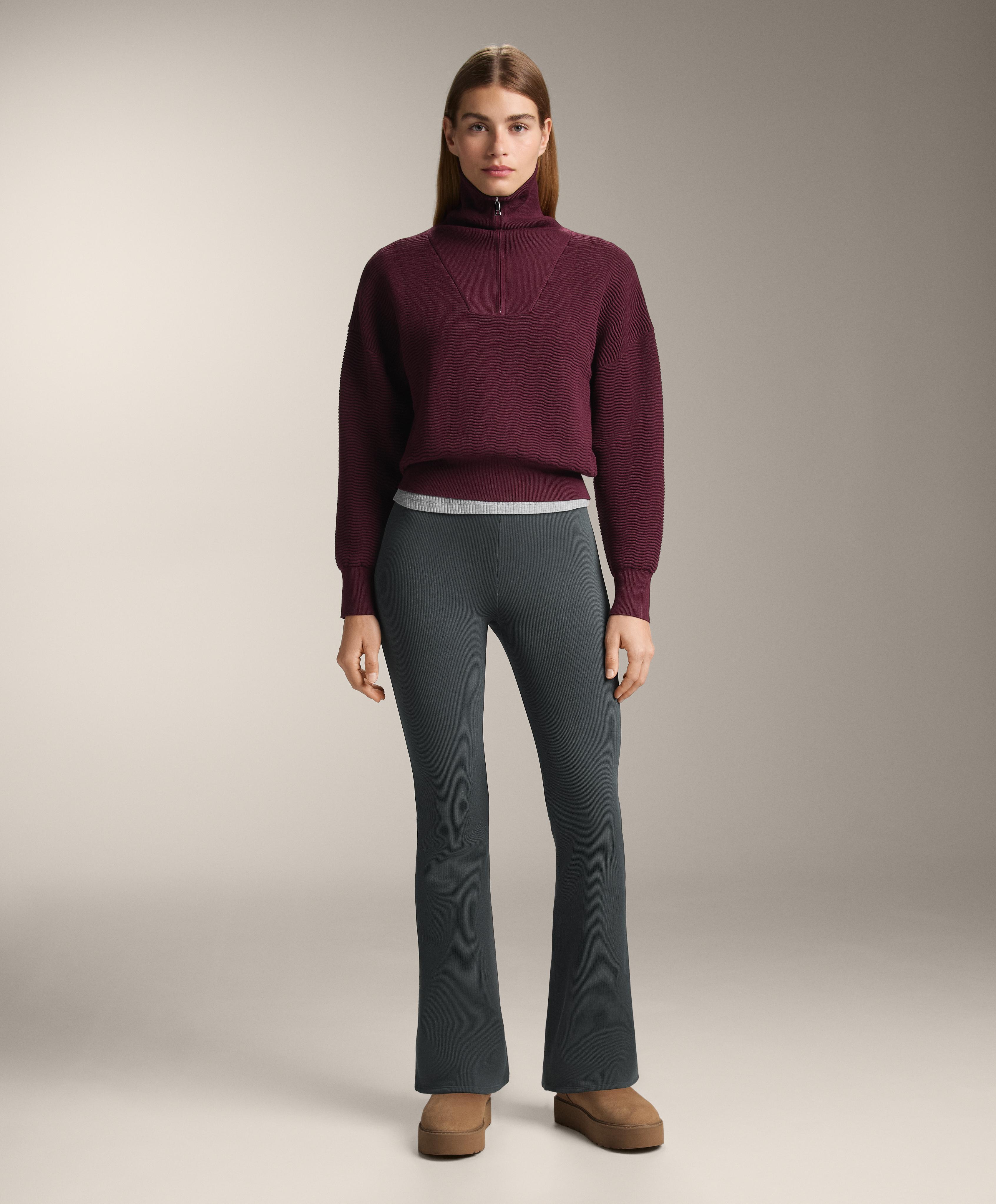 Super High Rise seamless extra warm rib flare trousers — ANTHRACITE GREY
