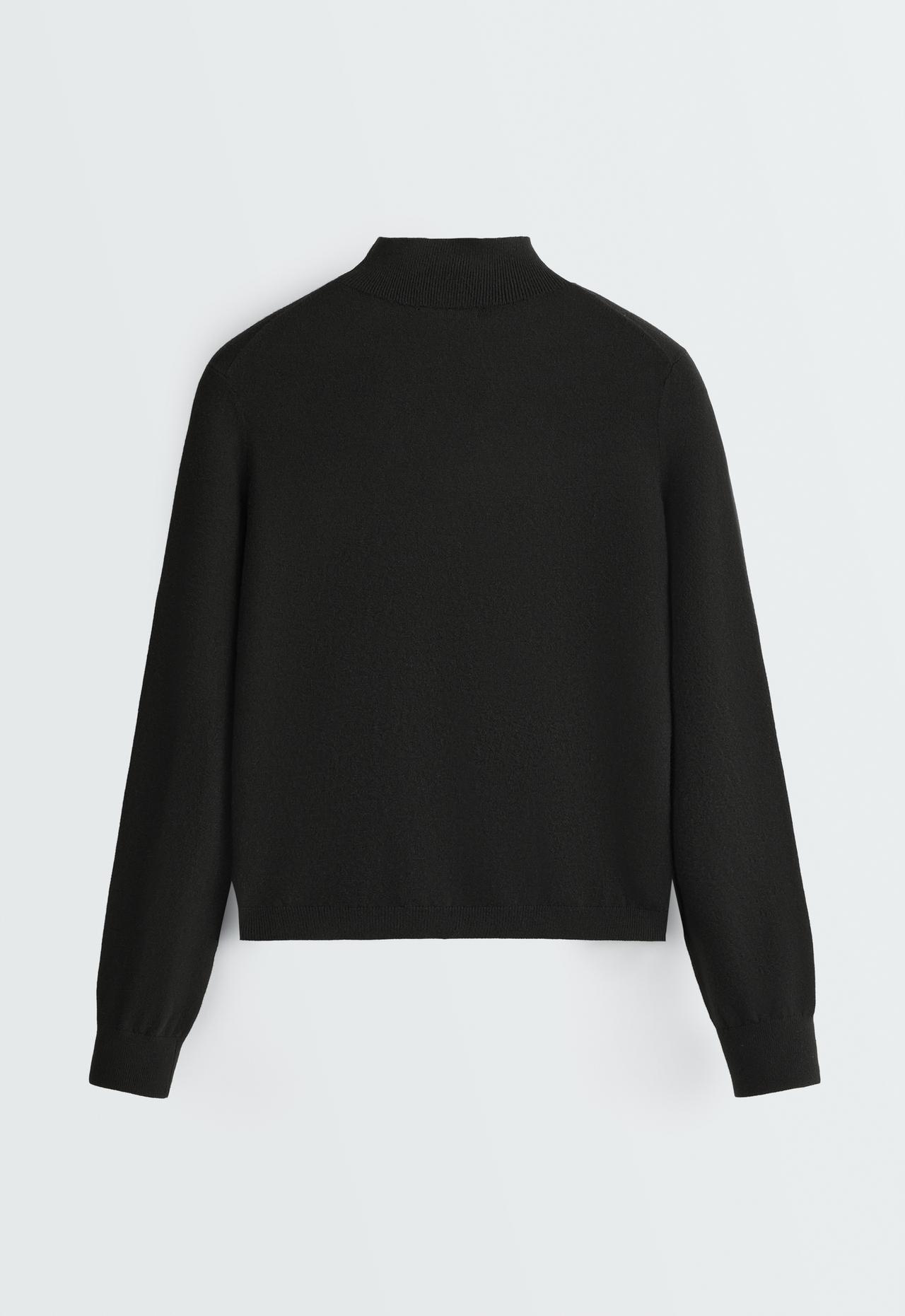 Fine knit jumper with Perkins neck — BLACK