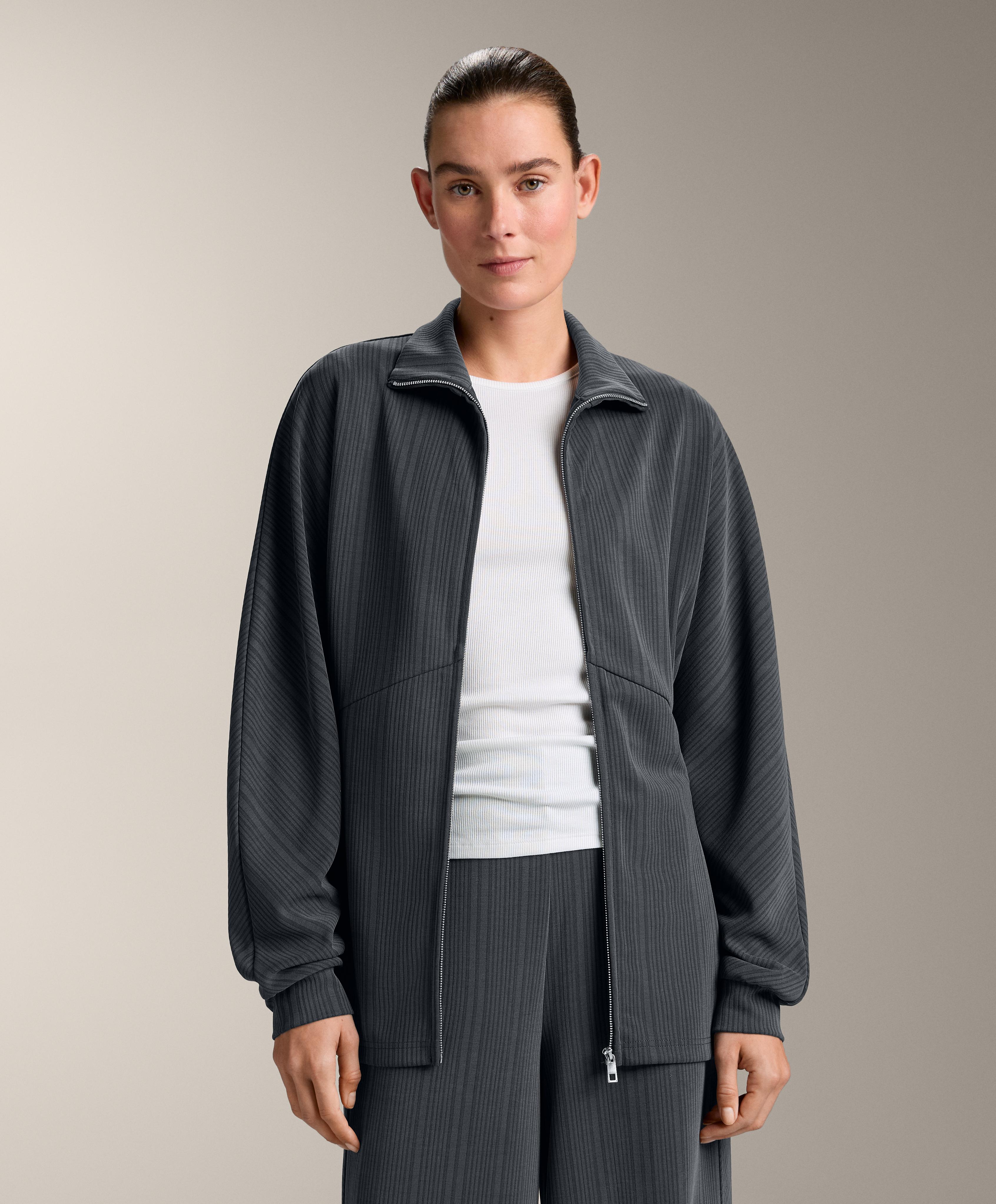 Long asymmetrical stripe jacket with modal — ASPHALT