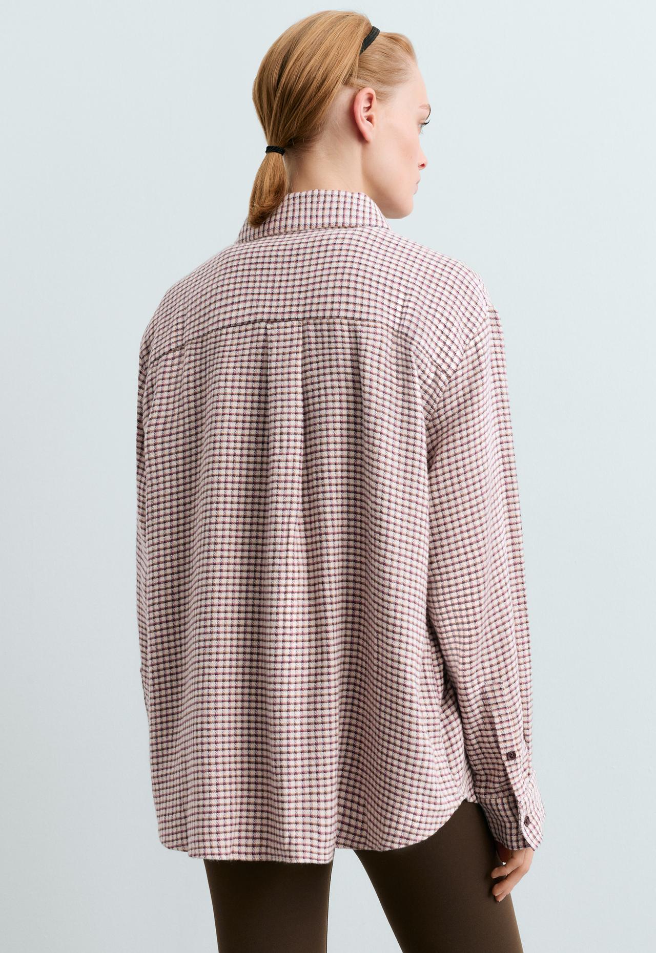 Checked cotton shirt with long sleeve — SAND