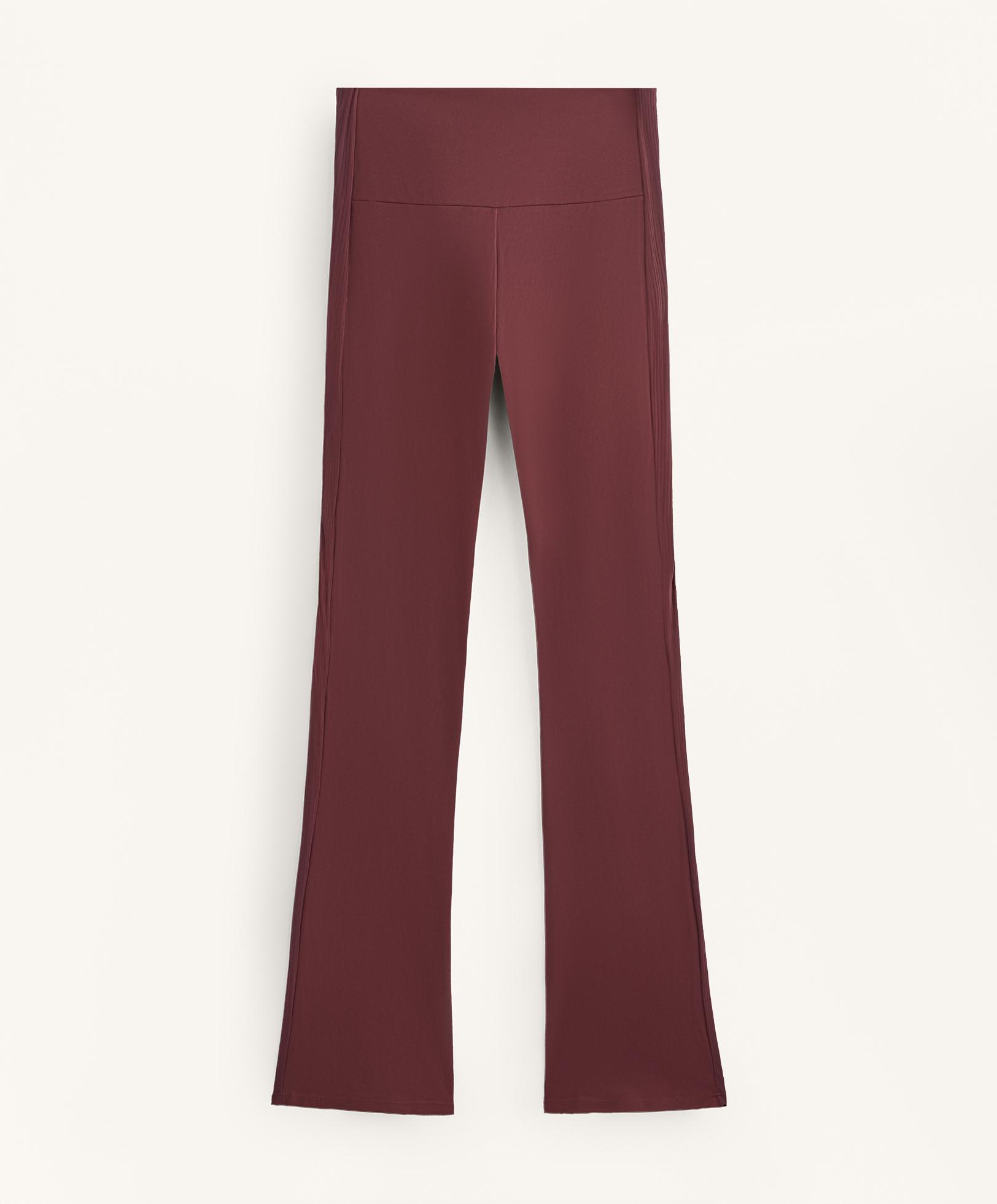 High-rise Comfortlux rib flare trousers — MAROON