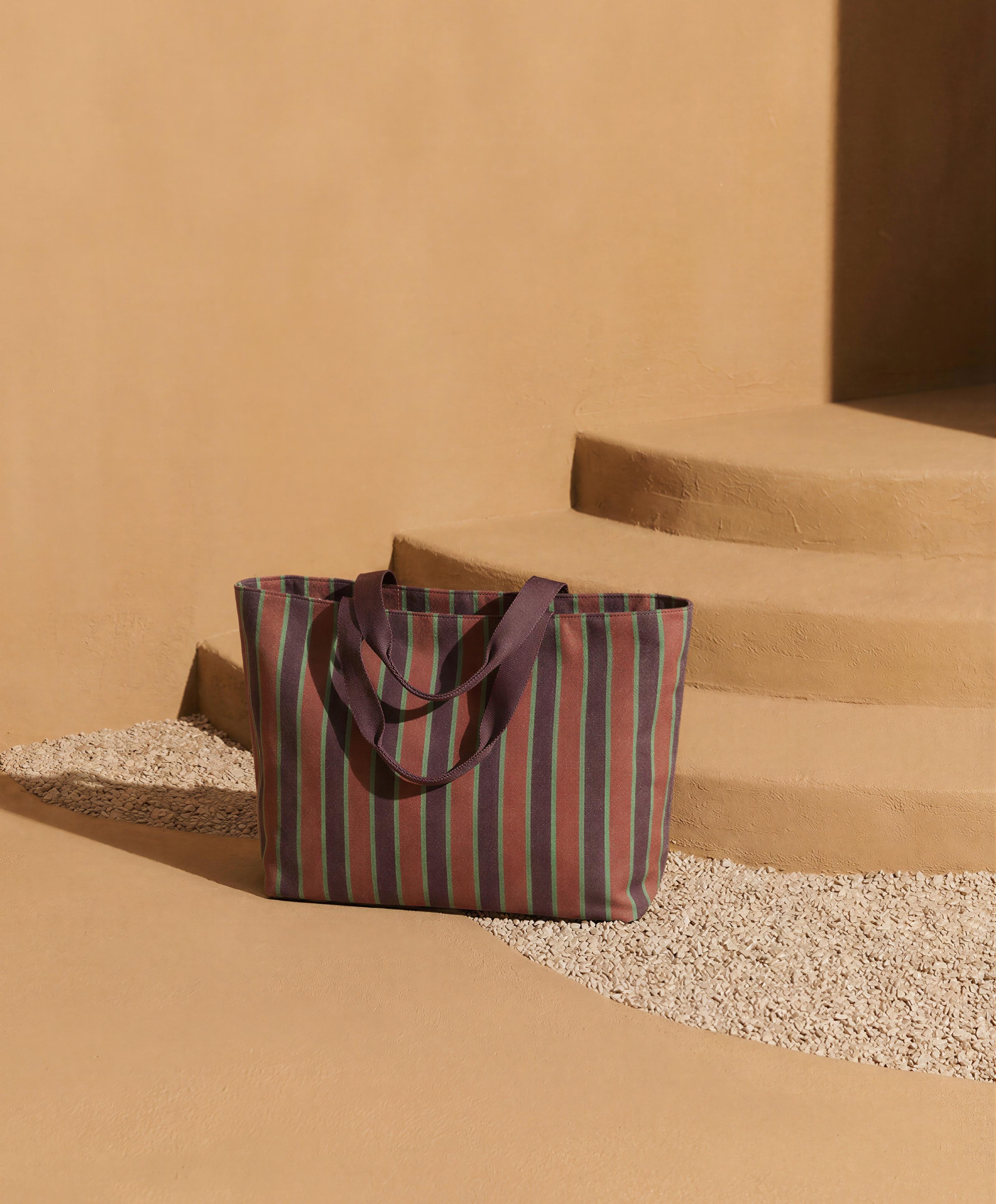 Striped canvas tote bag — COMBINED
