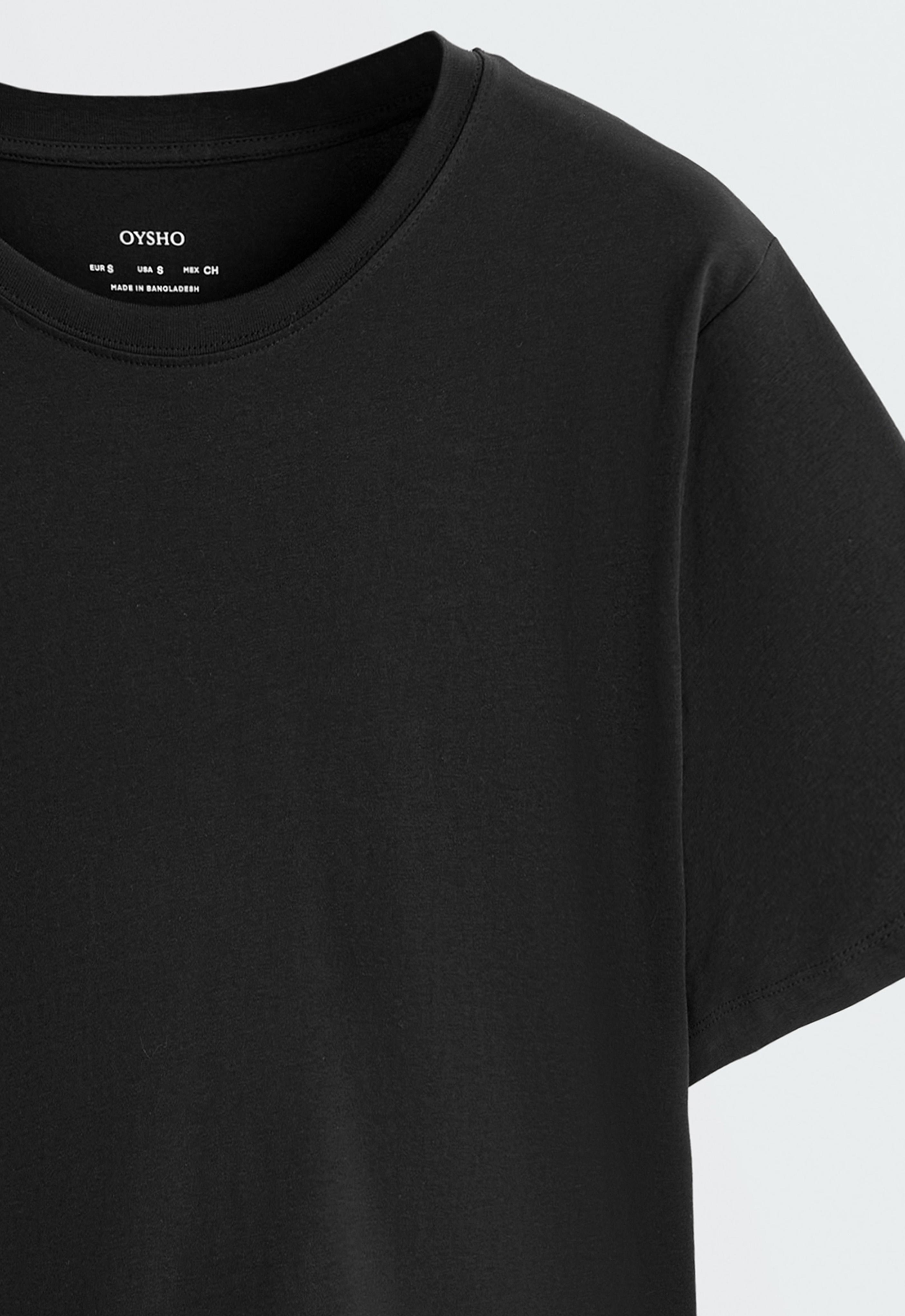 Boxy short-sleeved cotton blend T-shirt — BLACK