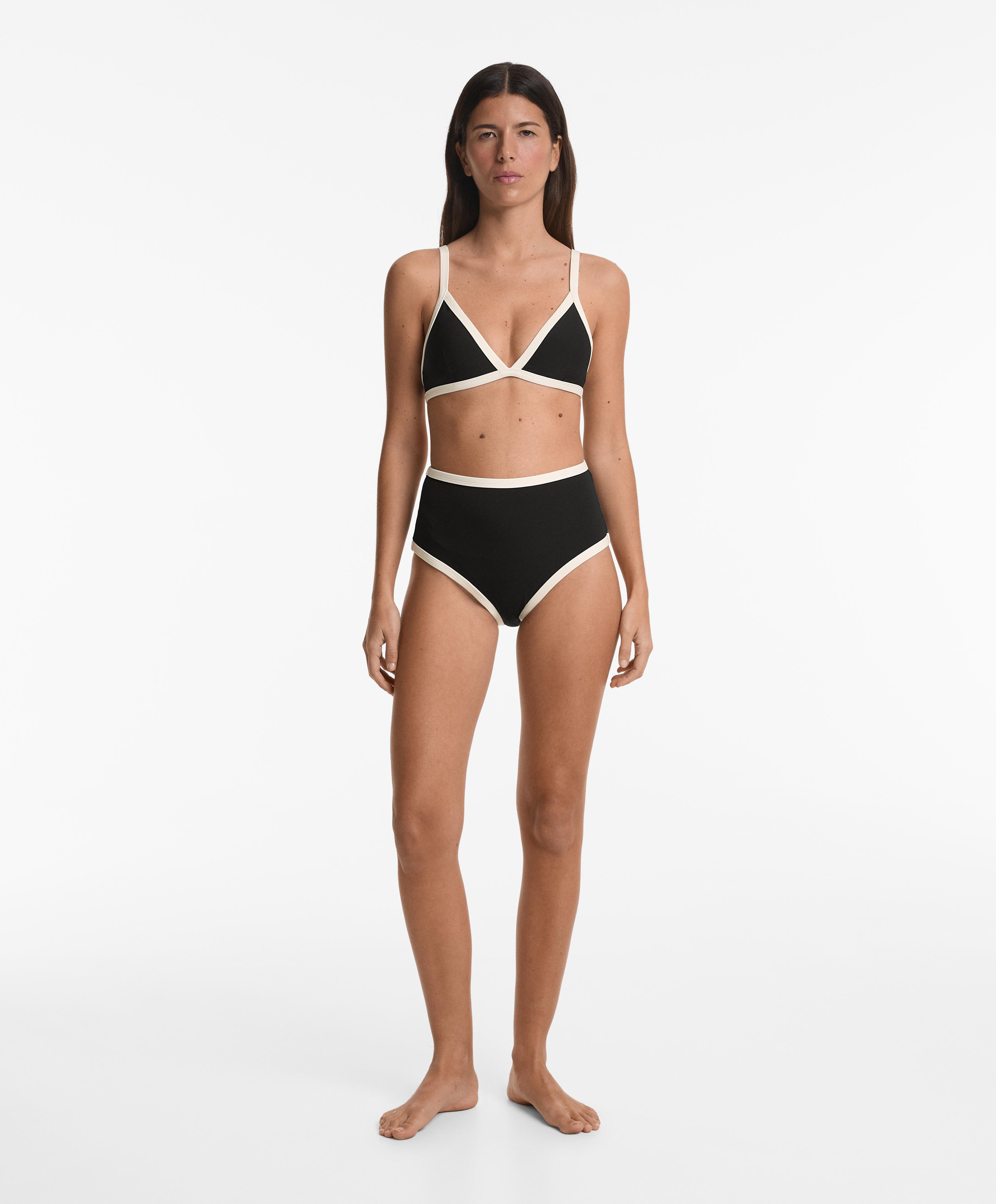 Contrast trim high-waisted bikini briefs