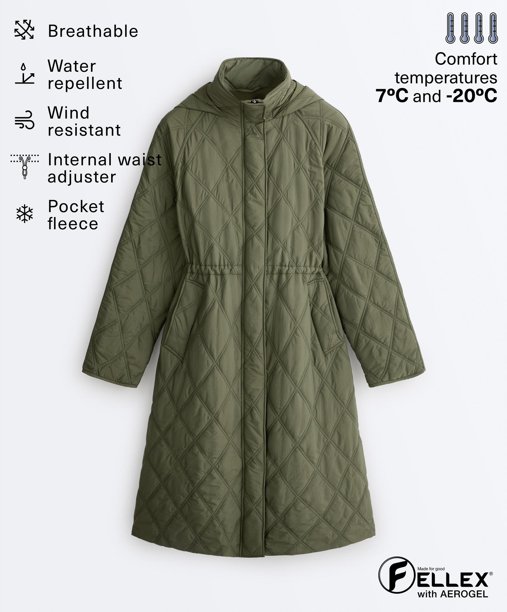 Water-repellent FELLEX® AEROGEL padded jacket — MID KHAKI