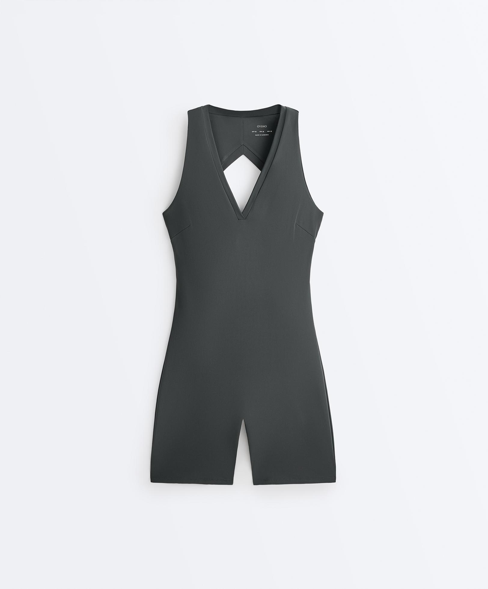 Open-back Comfortlux short jumpsuit — STEEL GREY
