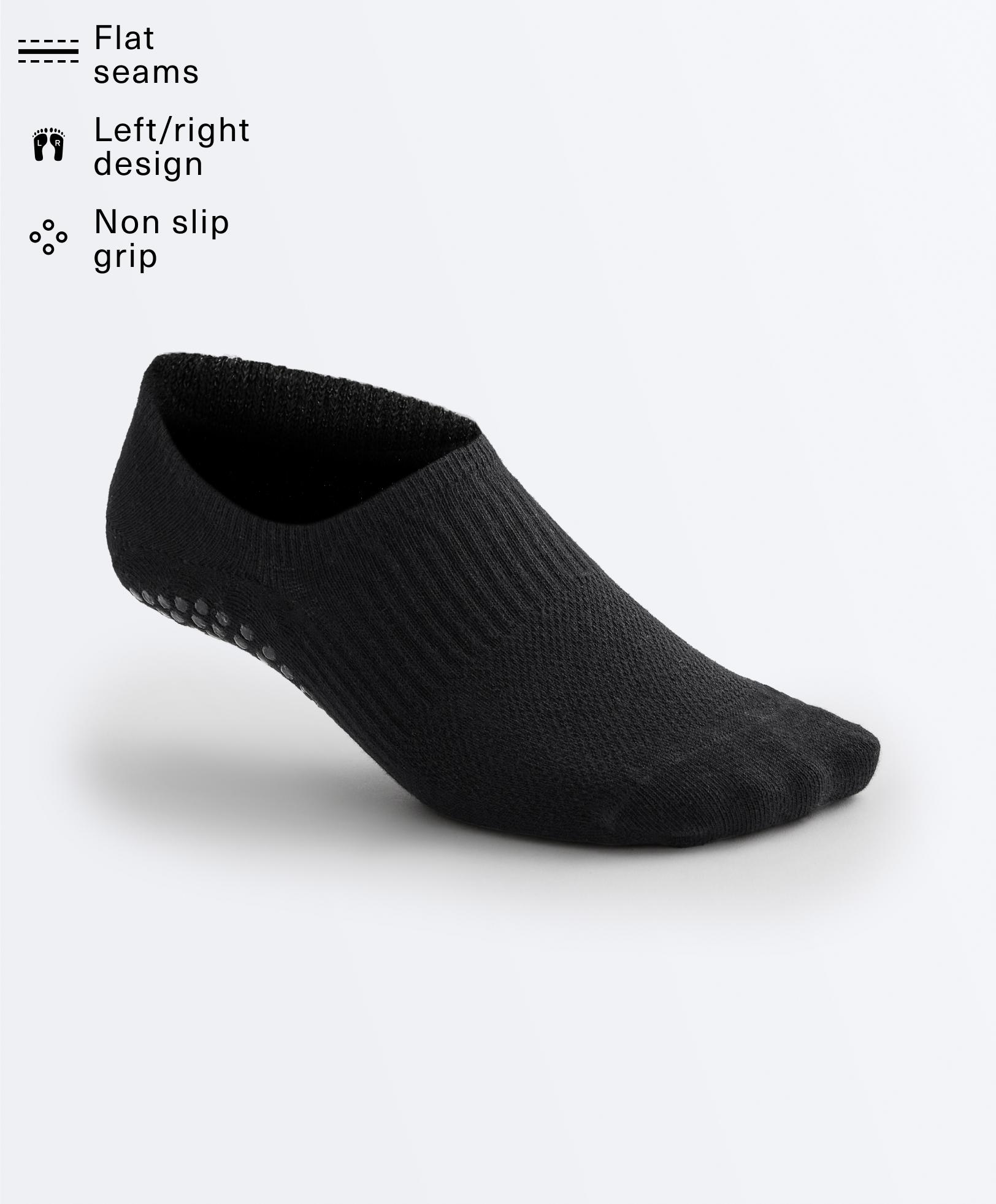 2 pairs of cotton blend yoga and Pilates socks — BLACK