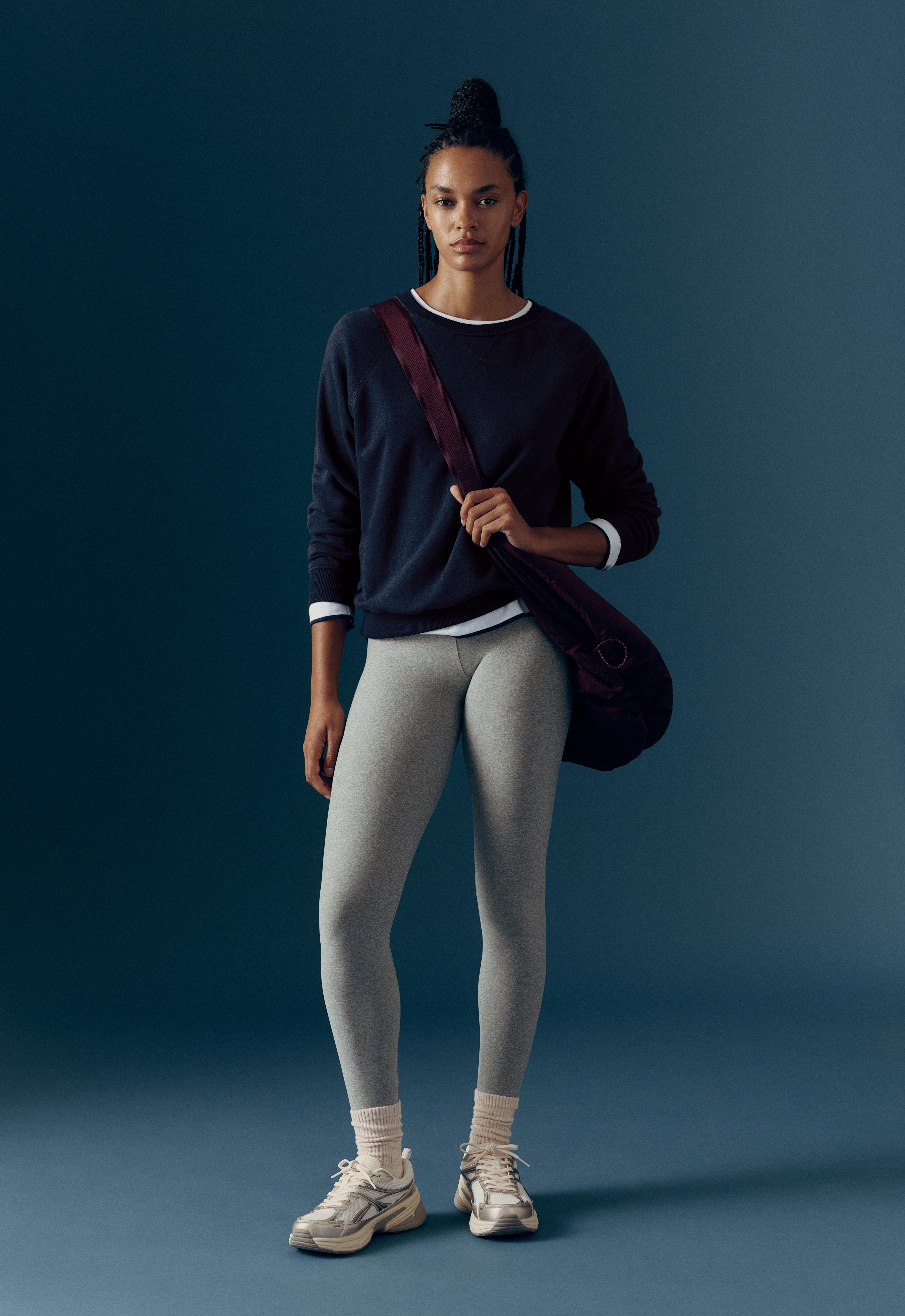 Comfortlux high-waisted ankle-length heathered leggings — PALE GREY