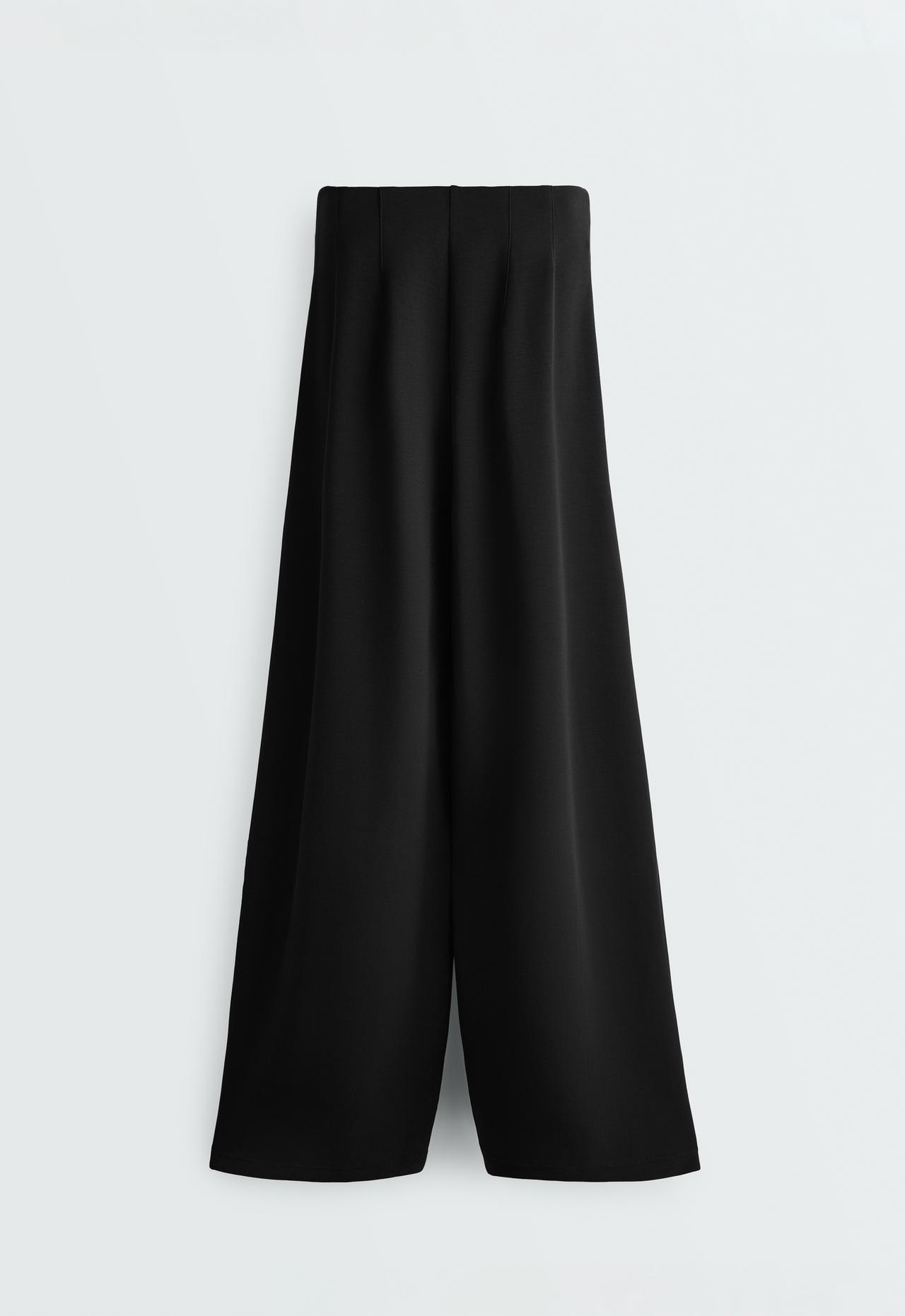Straight-leg trousers with modal and crease — BLACK