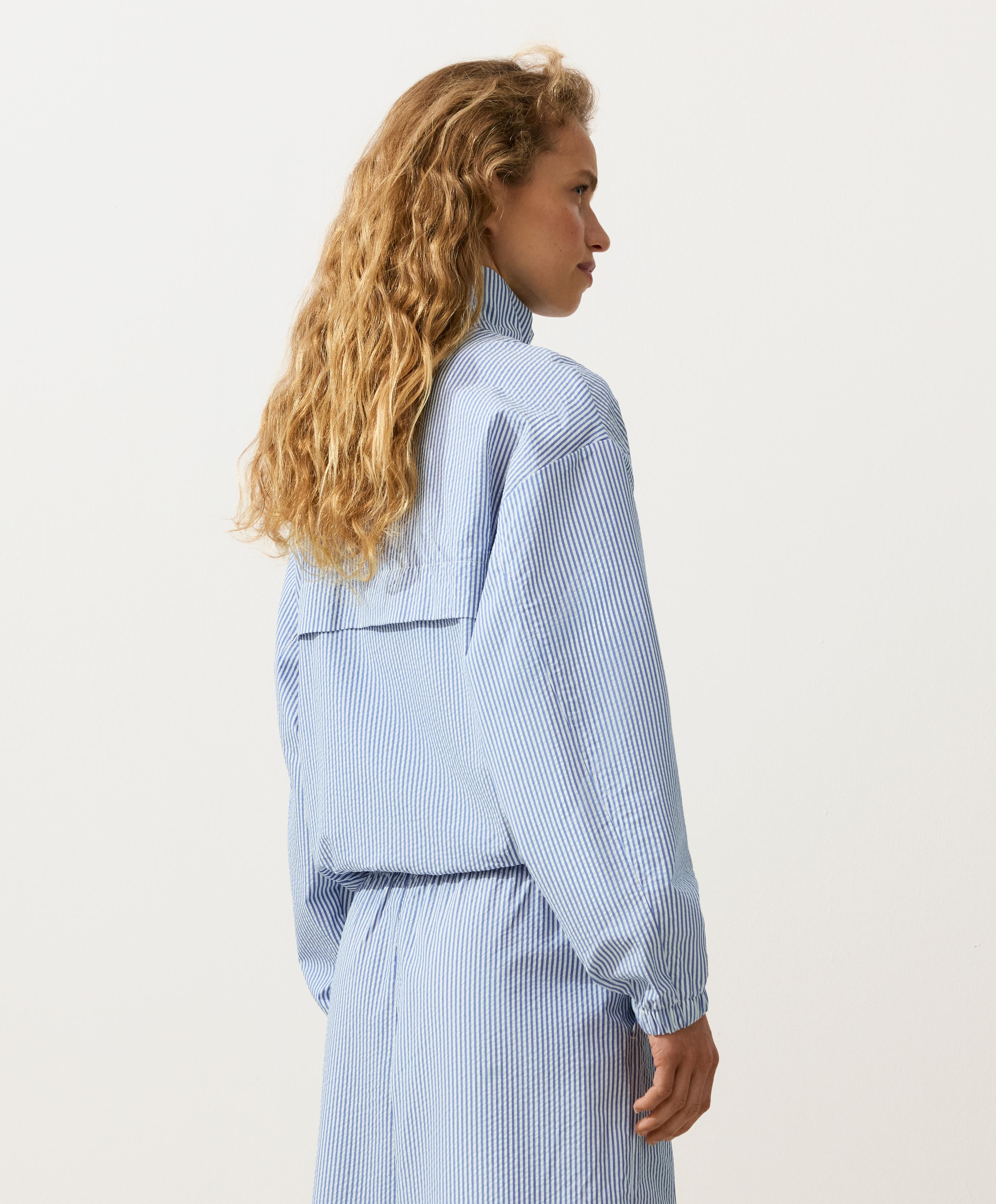 Cotton blend striped Track jacket — PALE BLUE