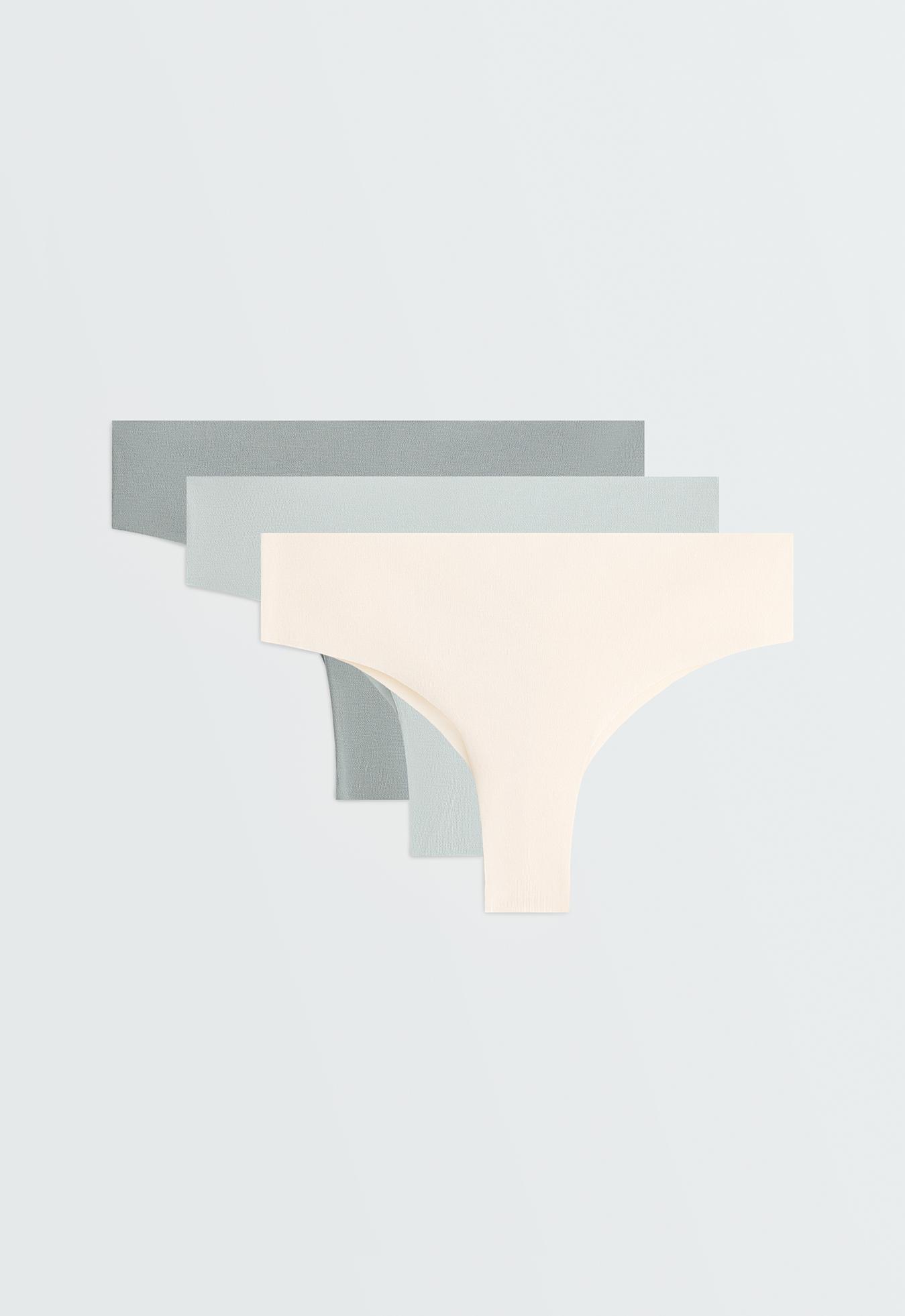3 invisible cotton blend Brazilian briefs — BLUE GREEN