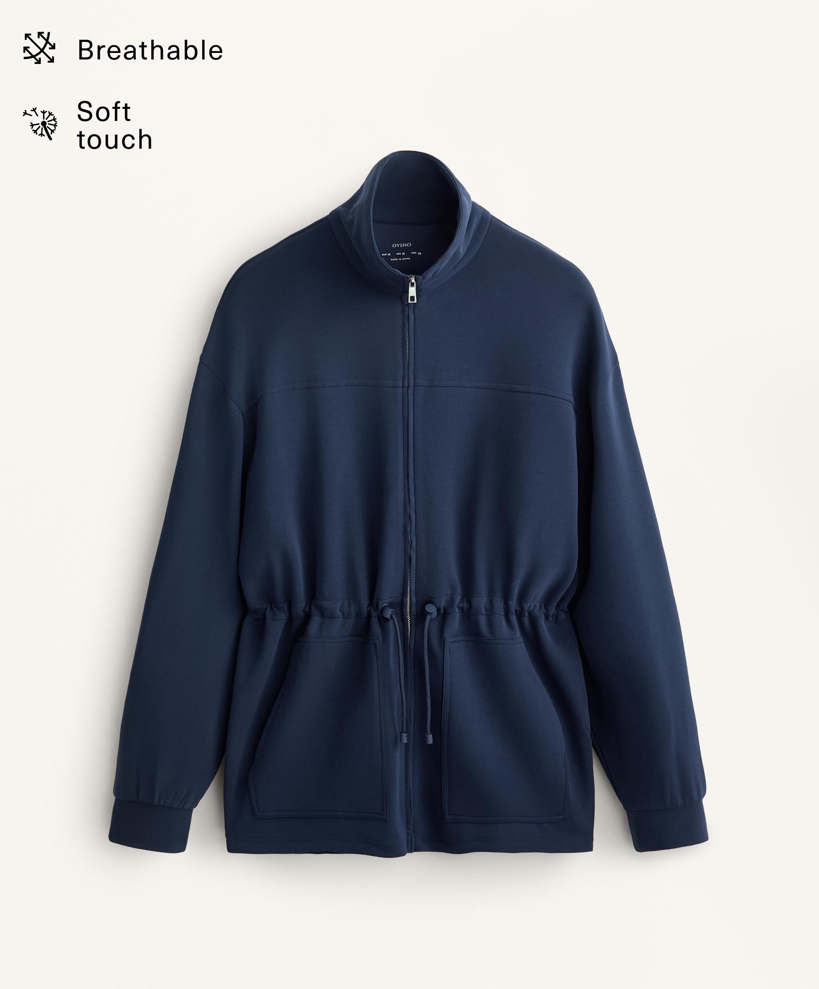 Long jacket with soft-touch modal and pockets