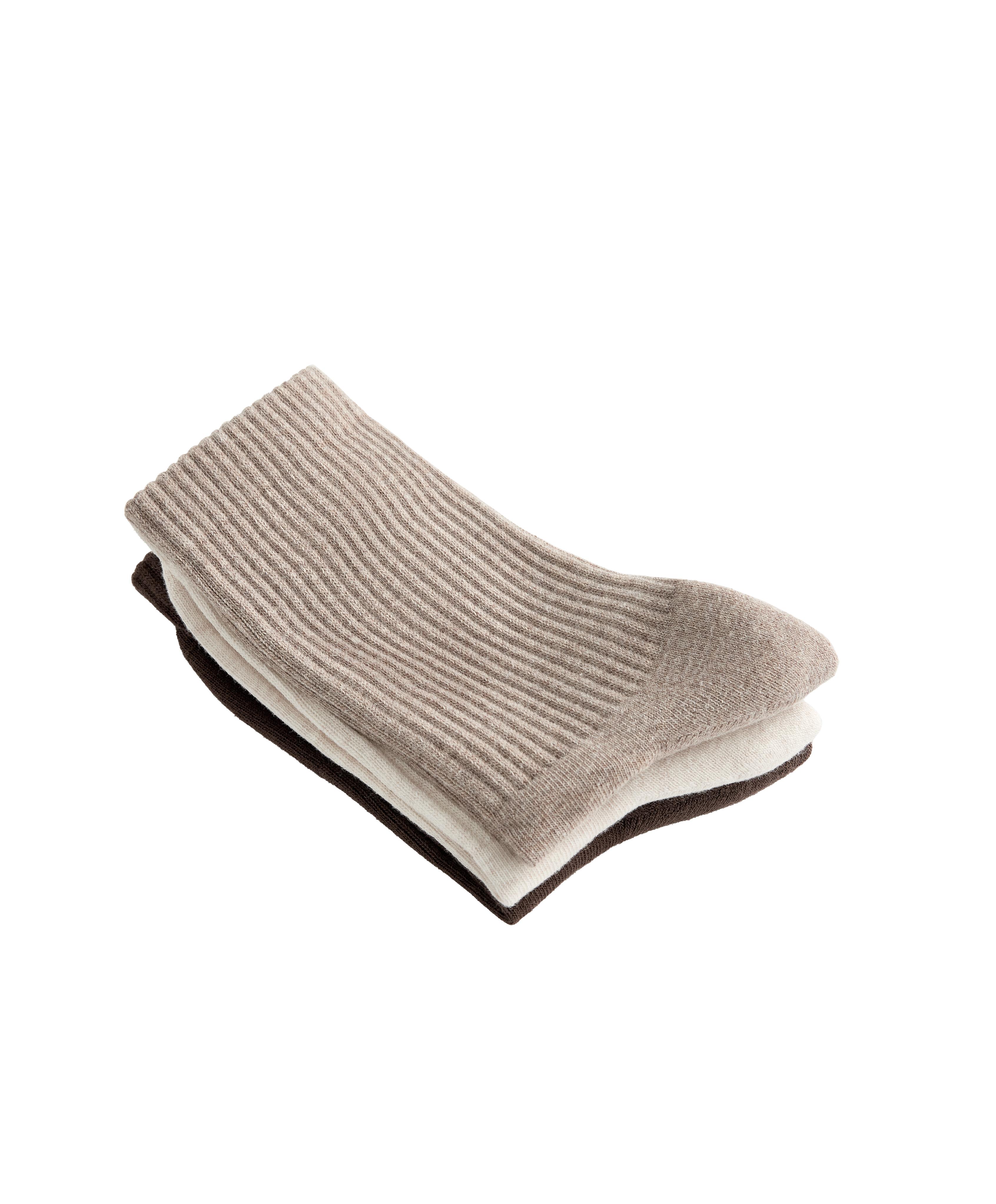 3 pairs of cotton blend classic socks — TAN MELANGE