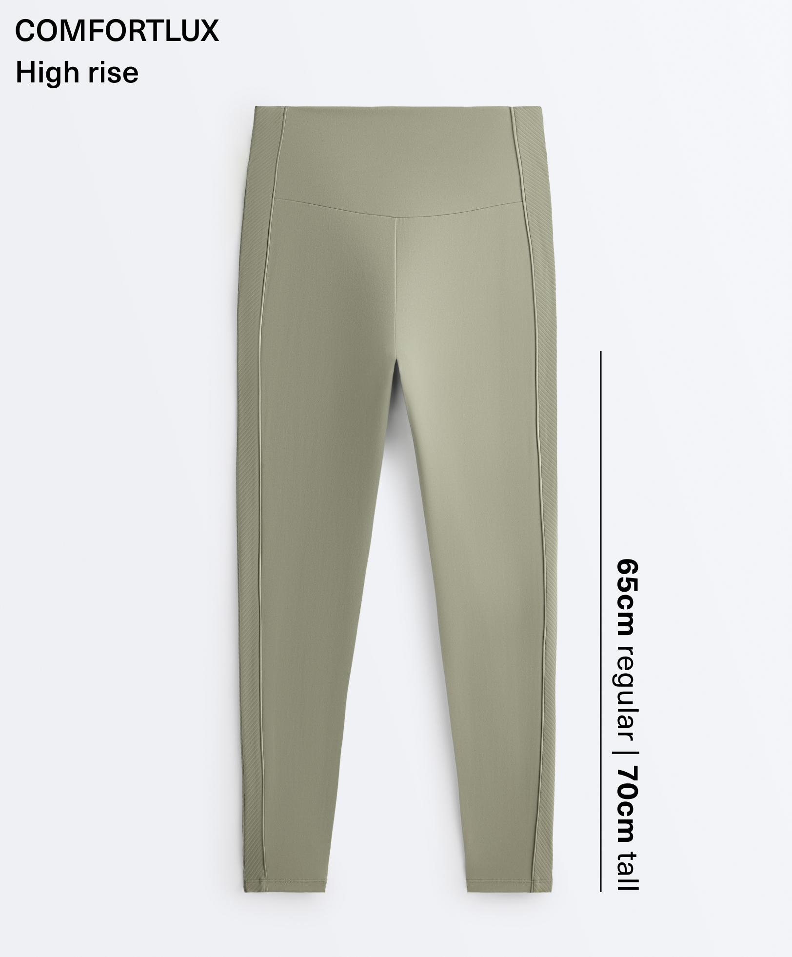 Comfortlux high-rise rib ankle-length leggings — PALE GREEN