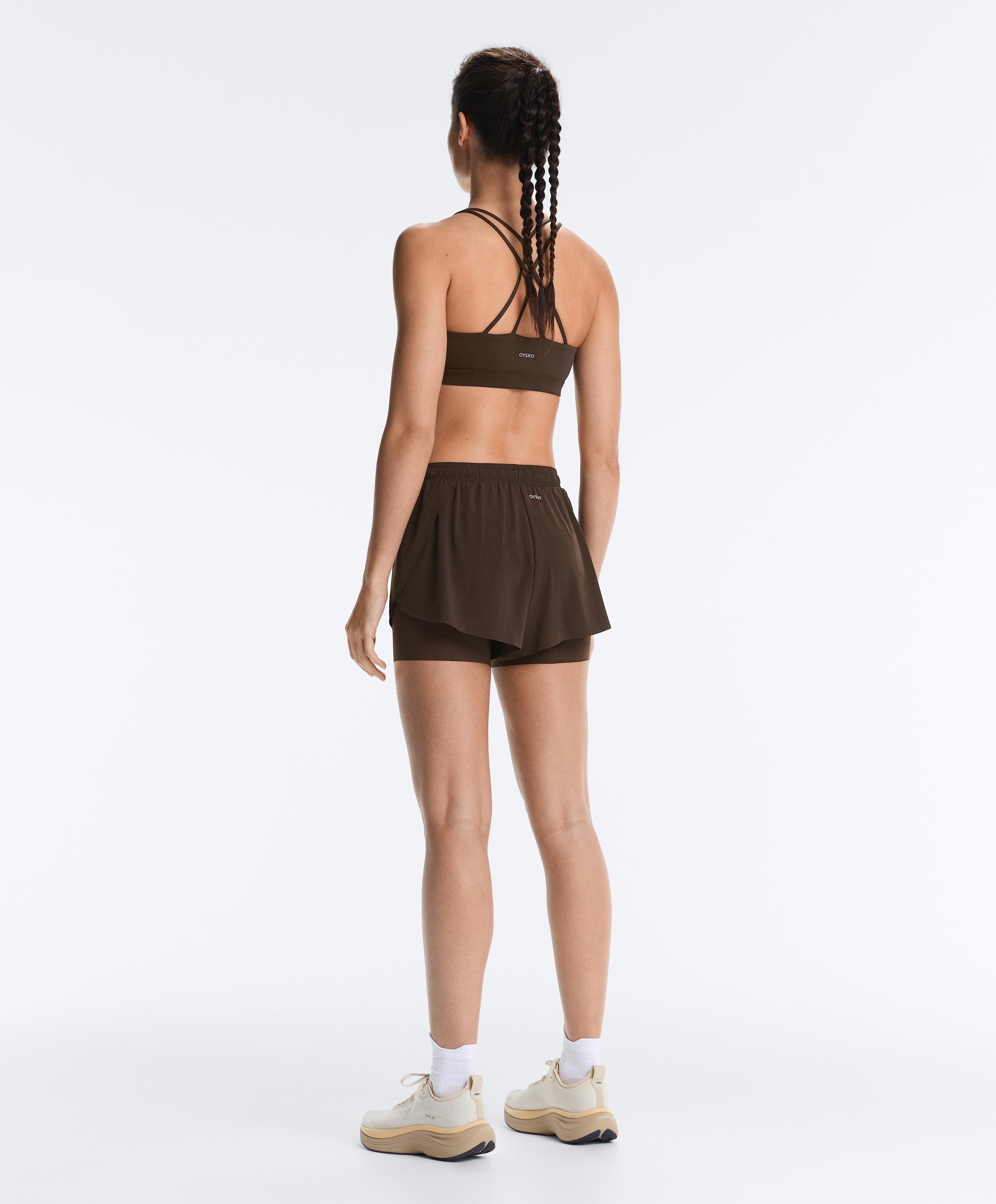Light Touch 2-in-1 mid-rise shorts — DARK BROWN