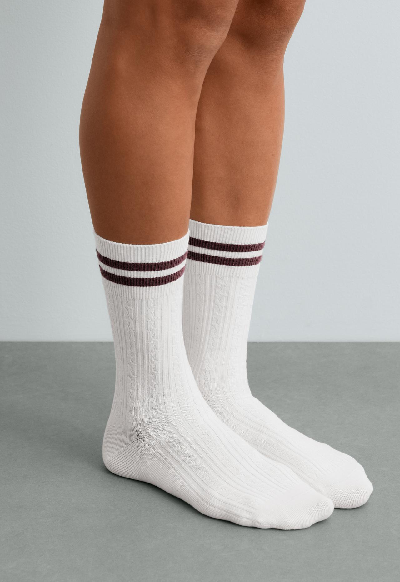 3 pairs of braided cotton blend Classic socks — BURGUNDY