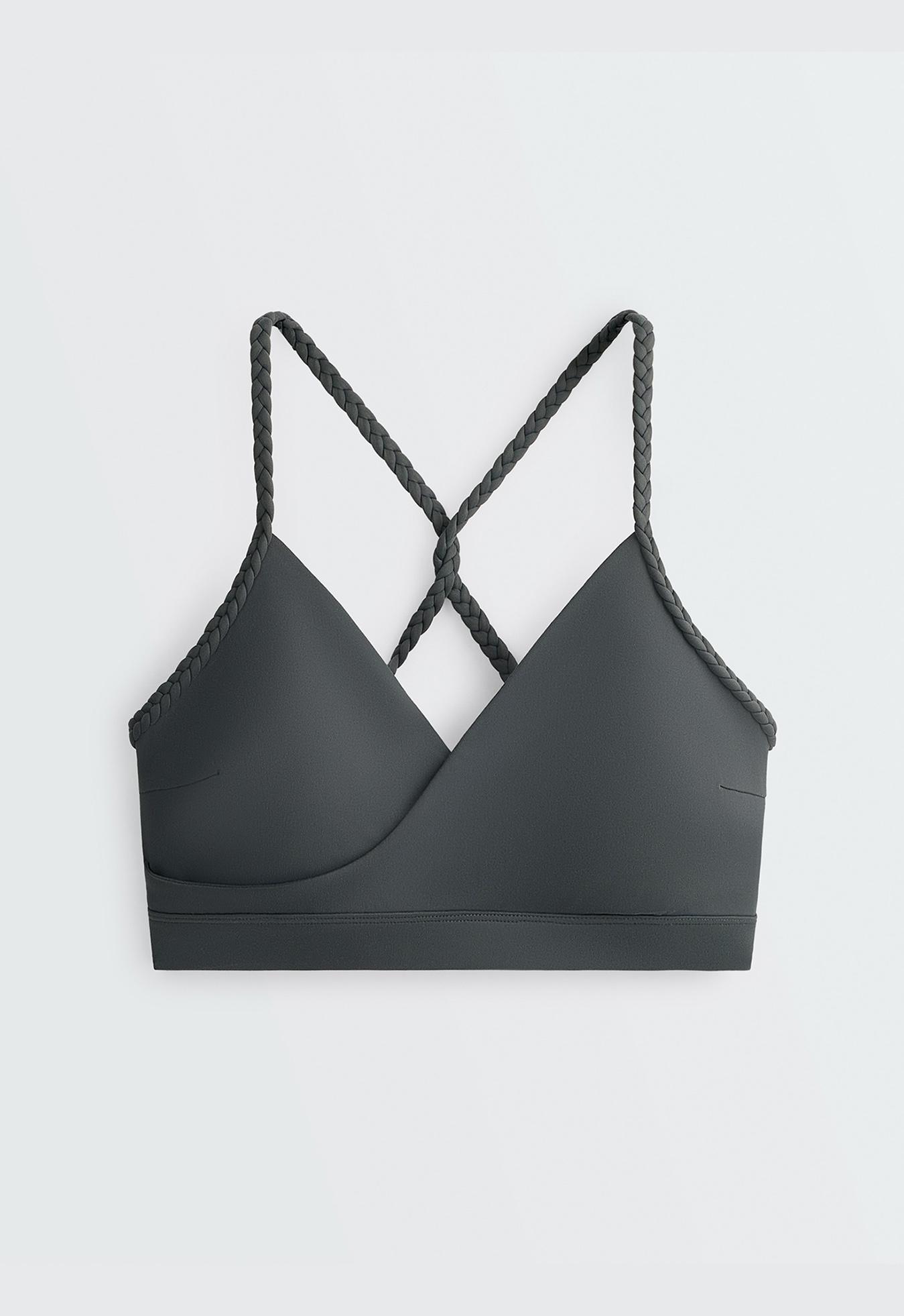 Medium-support braided Comfortlux sports bra — STEEL GREY